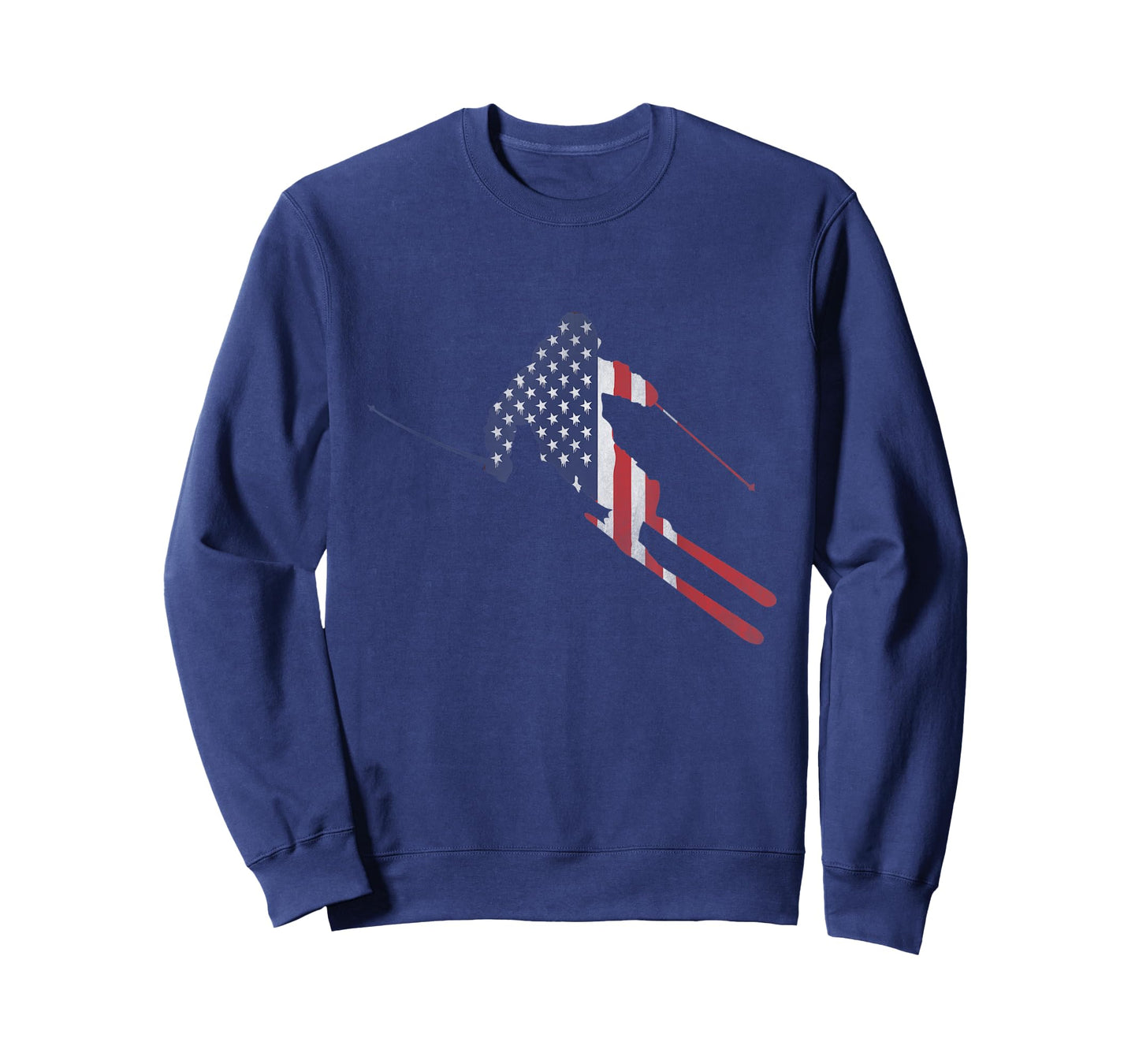 American Flag Skiing Outfit for US Skiers & Ski Run Winter T-Shirt for Women Kids Men