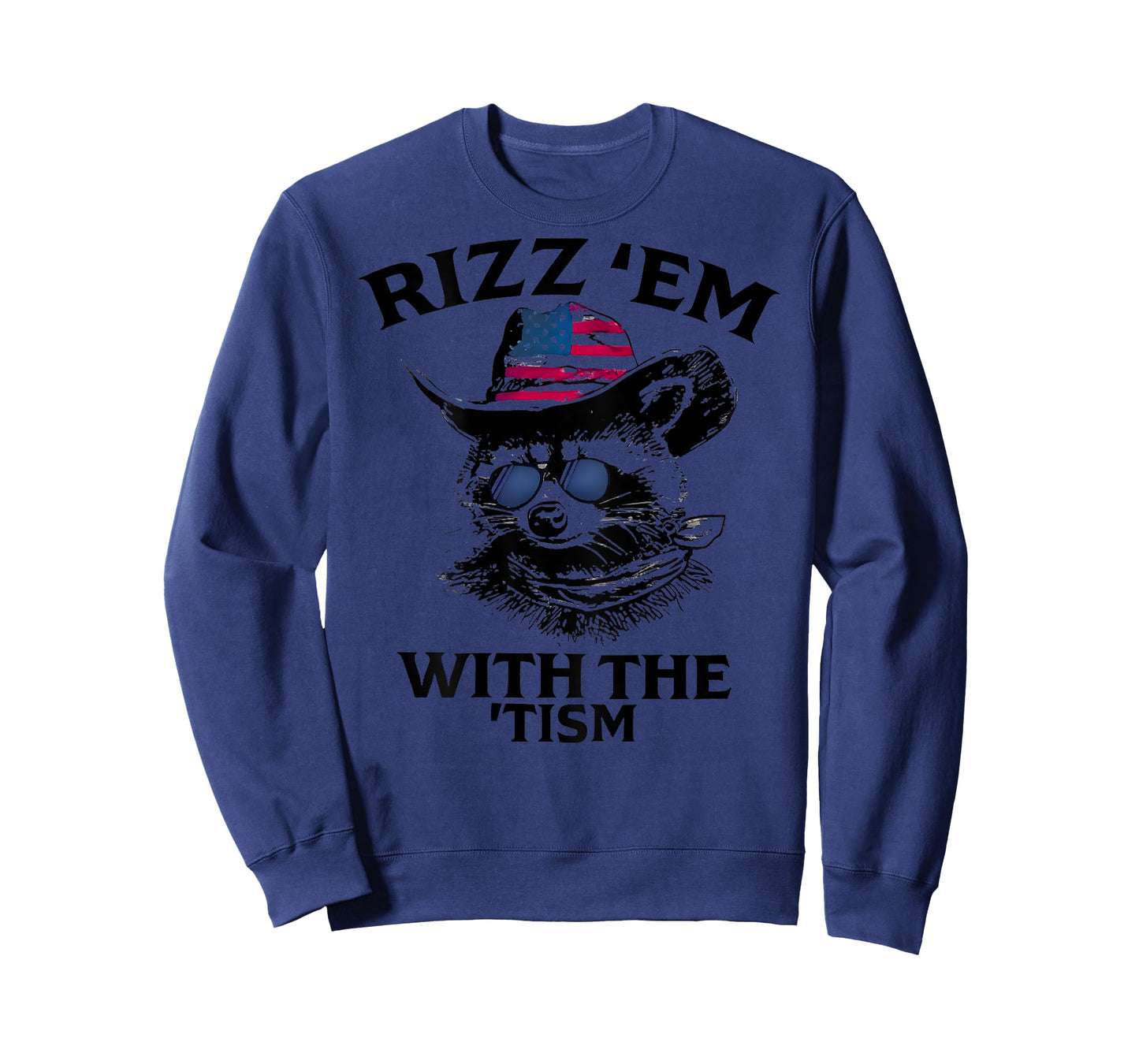 ON BACK Autism Rizz Em With The Tism Racoon American Flag T-Shirt
