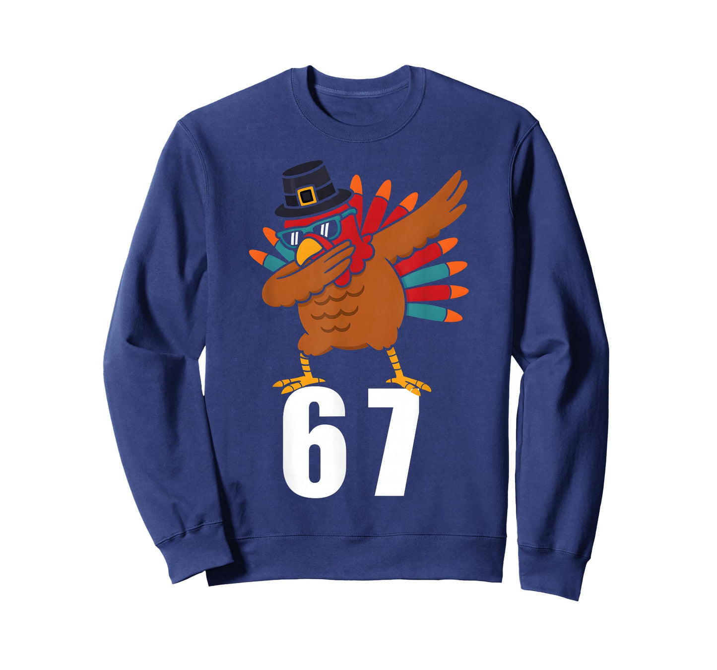 67 Thanksgiving Dabbing Turkey Boys Kids Six Seven Funny T-Shirt