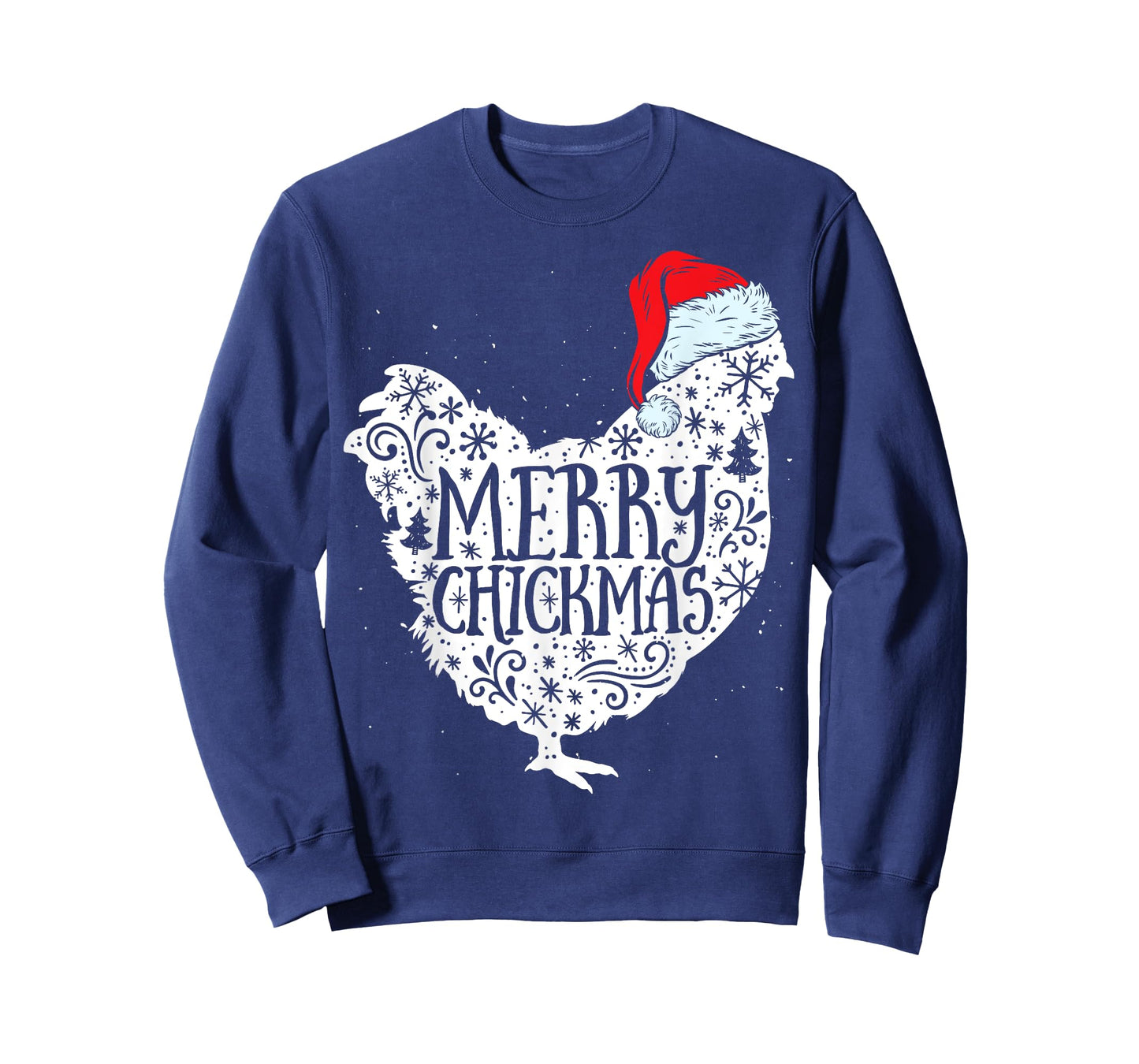 Chicken Christmas Merry Chickmas Santa Claus Hat Funny Xmas T-Shirt