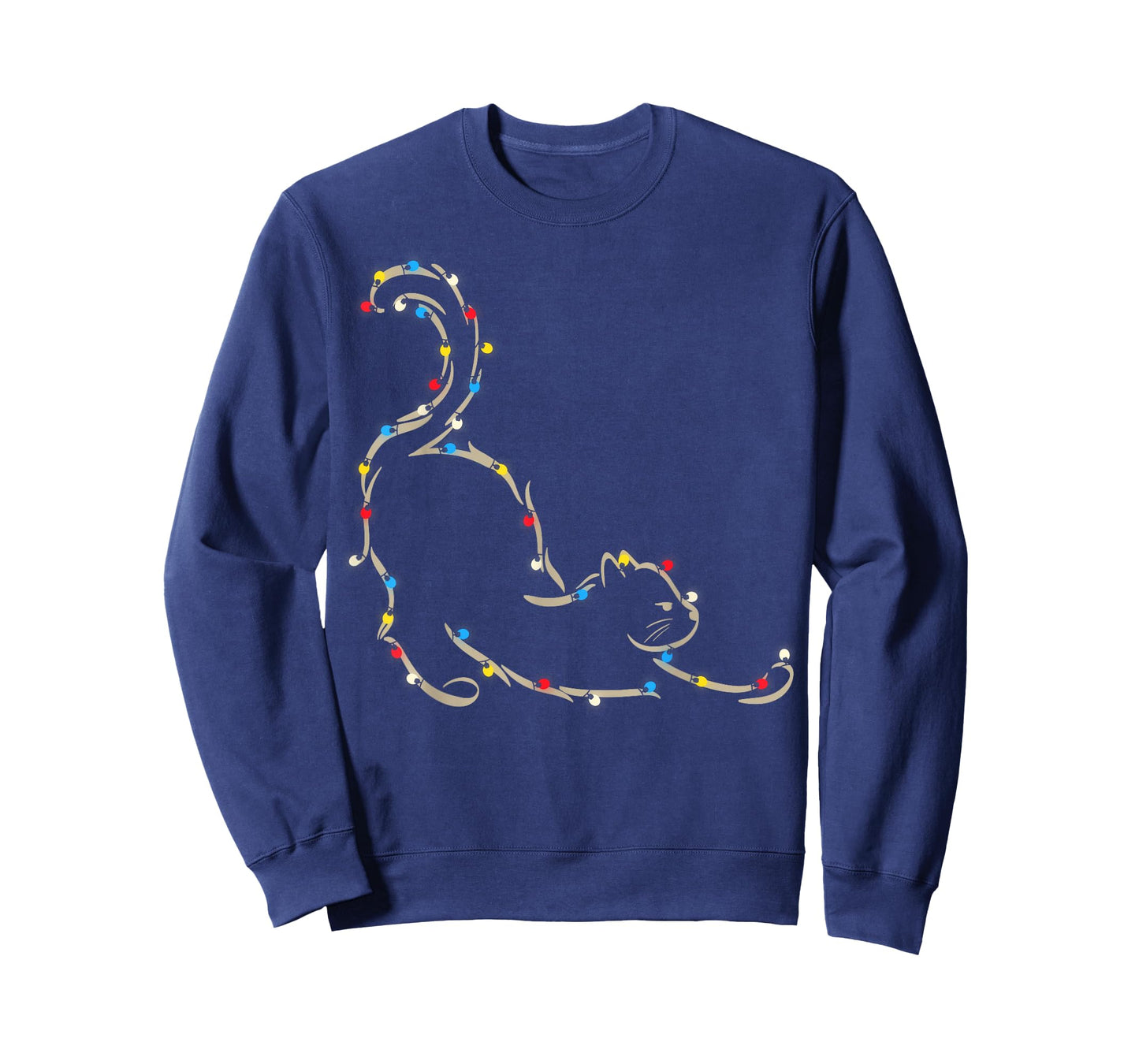 Christmas Lights Meowy Cat Pet Collection T-Shirt for Men Women Kids