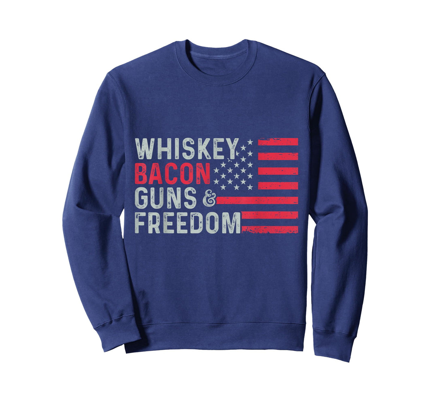 Whiskey Bacon Guns & Freedom Shirt Bacon American Flag T-Shirt