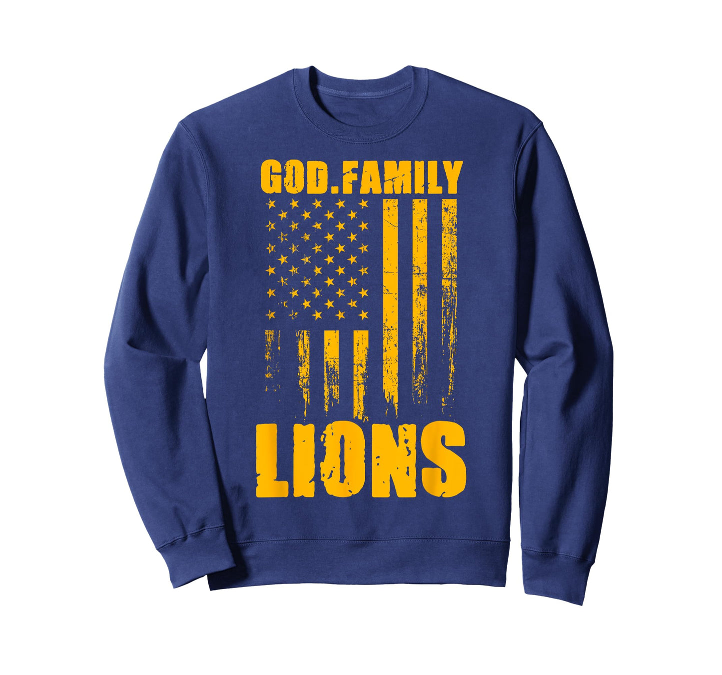 Mansfield Lions God. Family. Vintage USA Flag T-Shirt