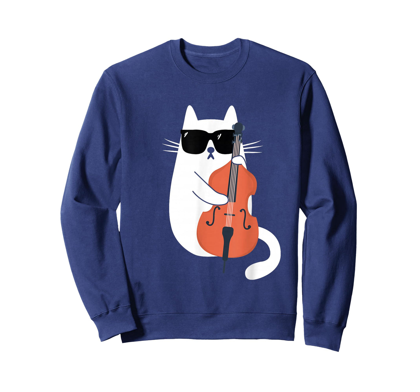 Funny Cat Wearing Sunglasses Playing Double Bass Musician T-Shirt