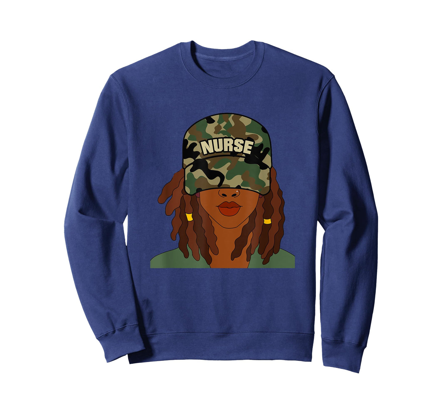 African American Nurse LPN Camo Camouflage Hat Locs T-Shirt