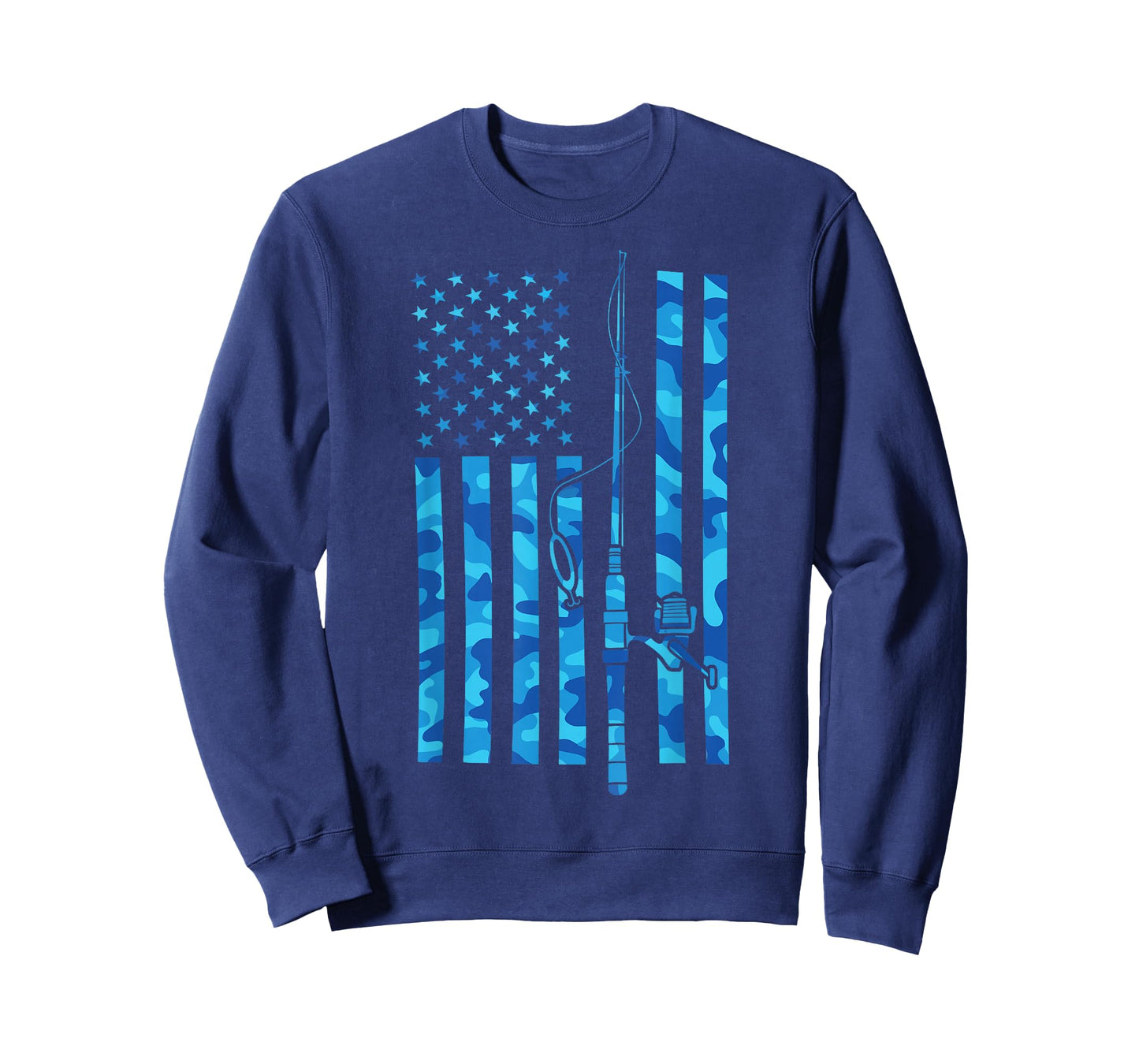 Fishing Rod USA Flag Fishing America Bass Fishing Fisher T-Shirt