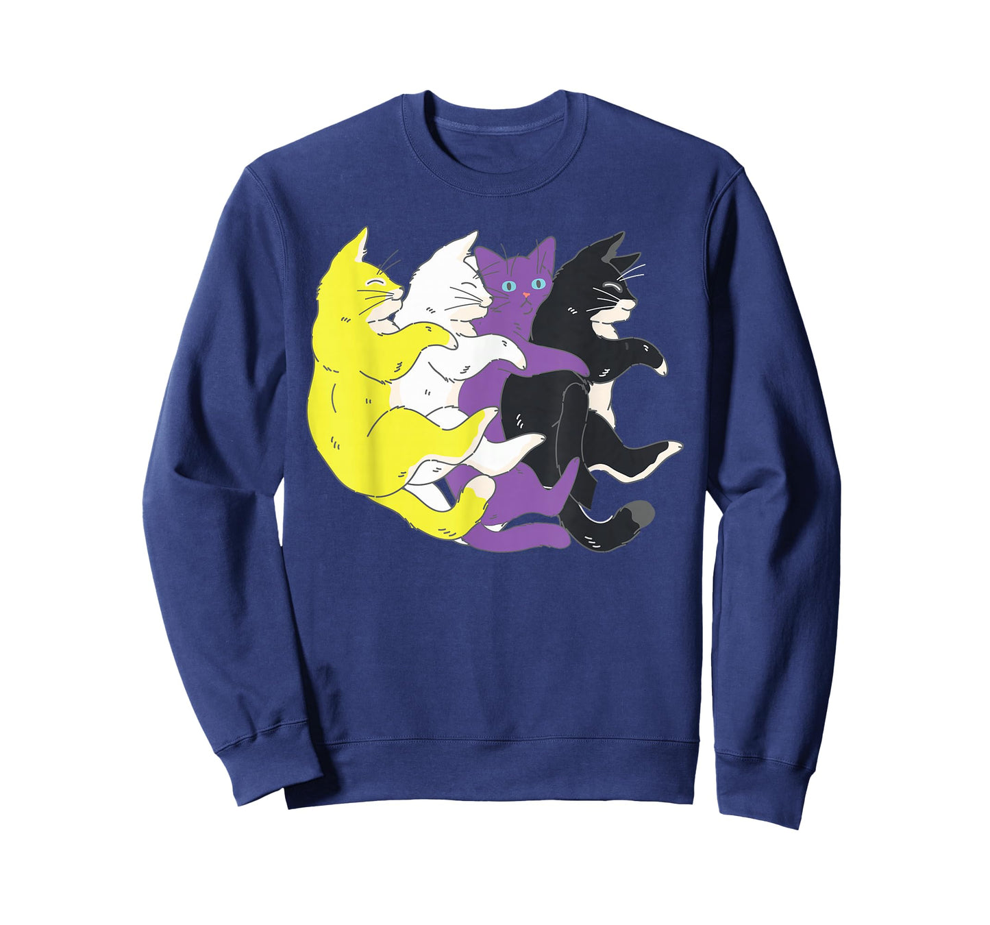 LGBTQ Non-binary Pride Flag - Cats Pile Non-binary T-Shirt