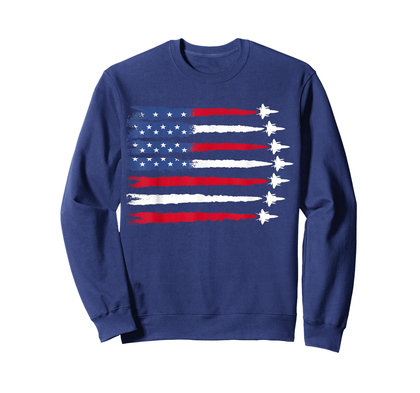Patriotic Red White Blue USA Flag Fighter Jets 4th of July T-Shirt