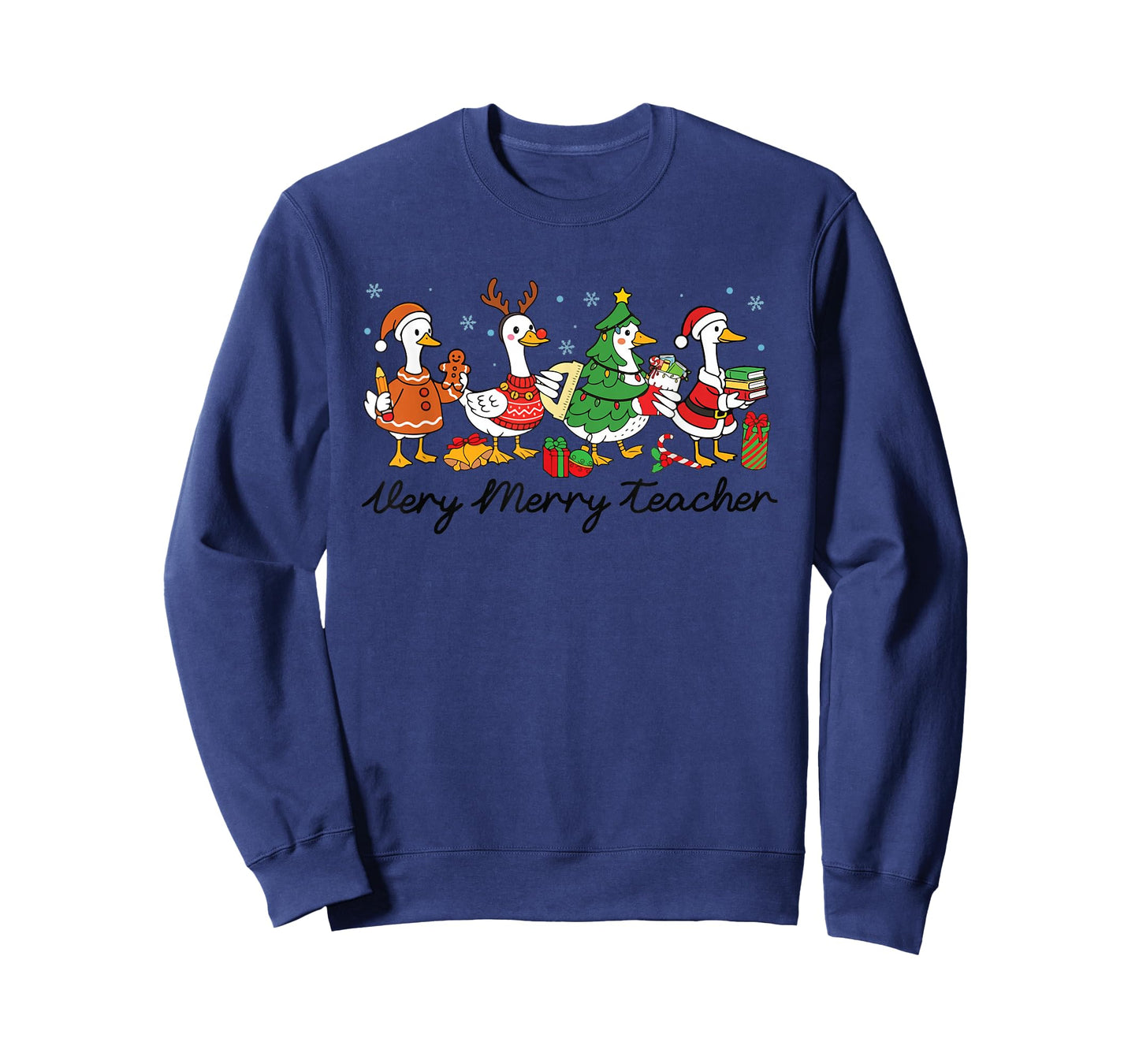 Very Merry Teacher Christmas Funny Goose Silly Holiday Party T-Shirt