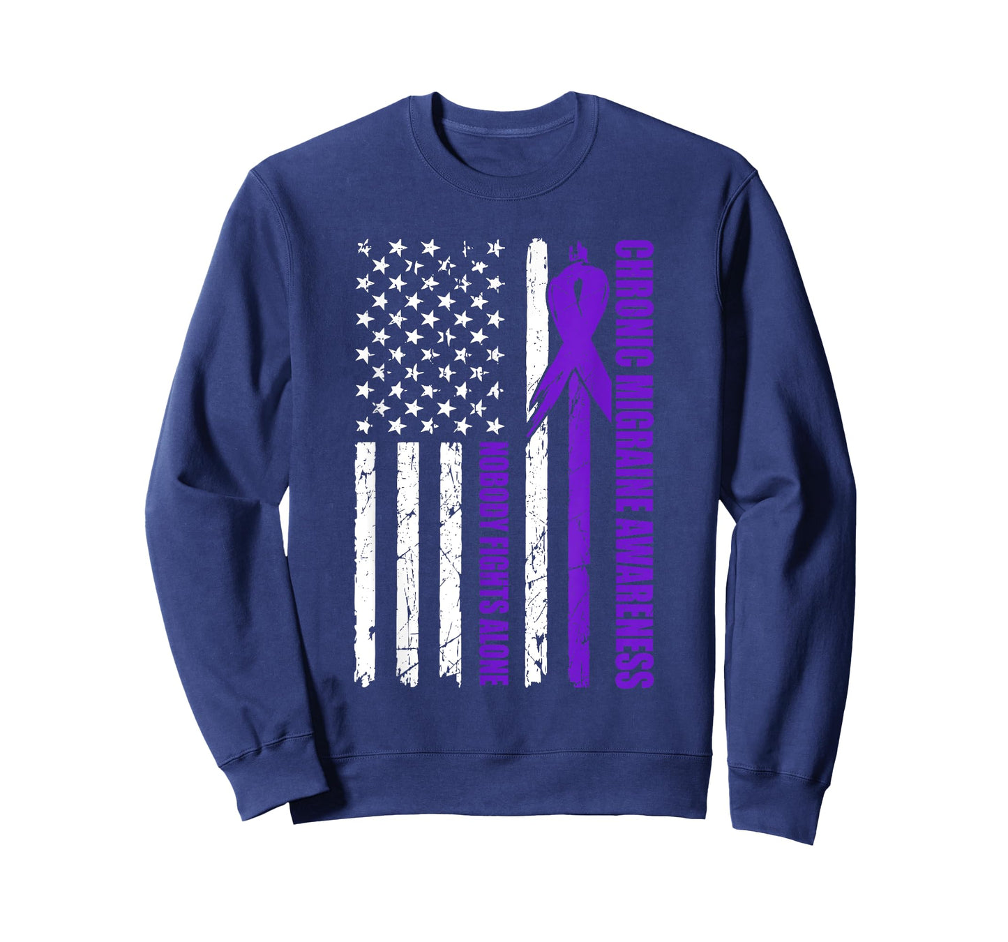 Chronic Migraine Awareness USA Flag Purple Ribbon Mens Dads T-Shirt