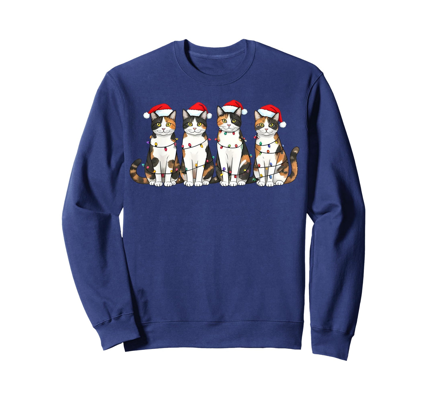 Calico Cat Santa Christmas Lights T-Shirt for Men Women Kids