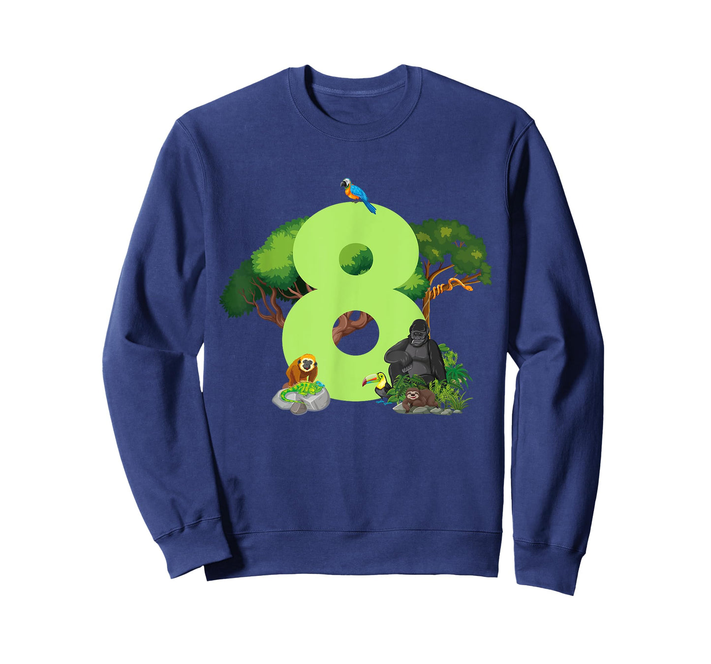 8th Birthday Jungle Animals Safari Rainforest 8 Year Old T-Shirt