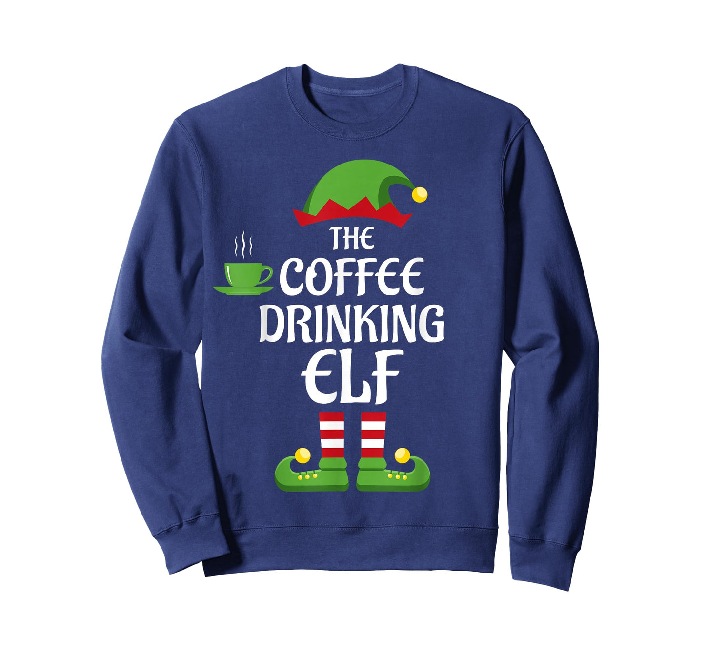 Coffee Drinking Elf Family Matching Group Christmas T-Shirt