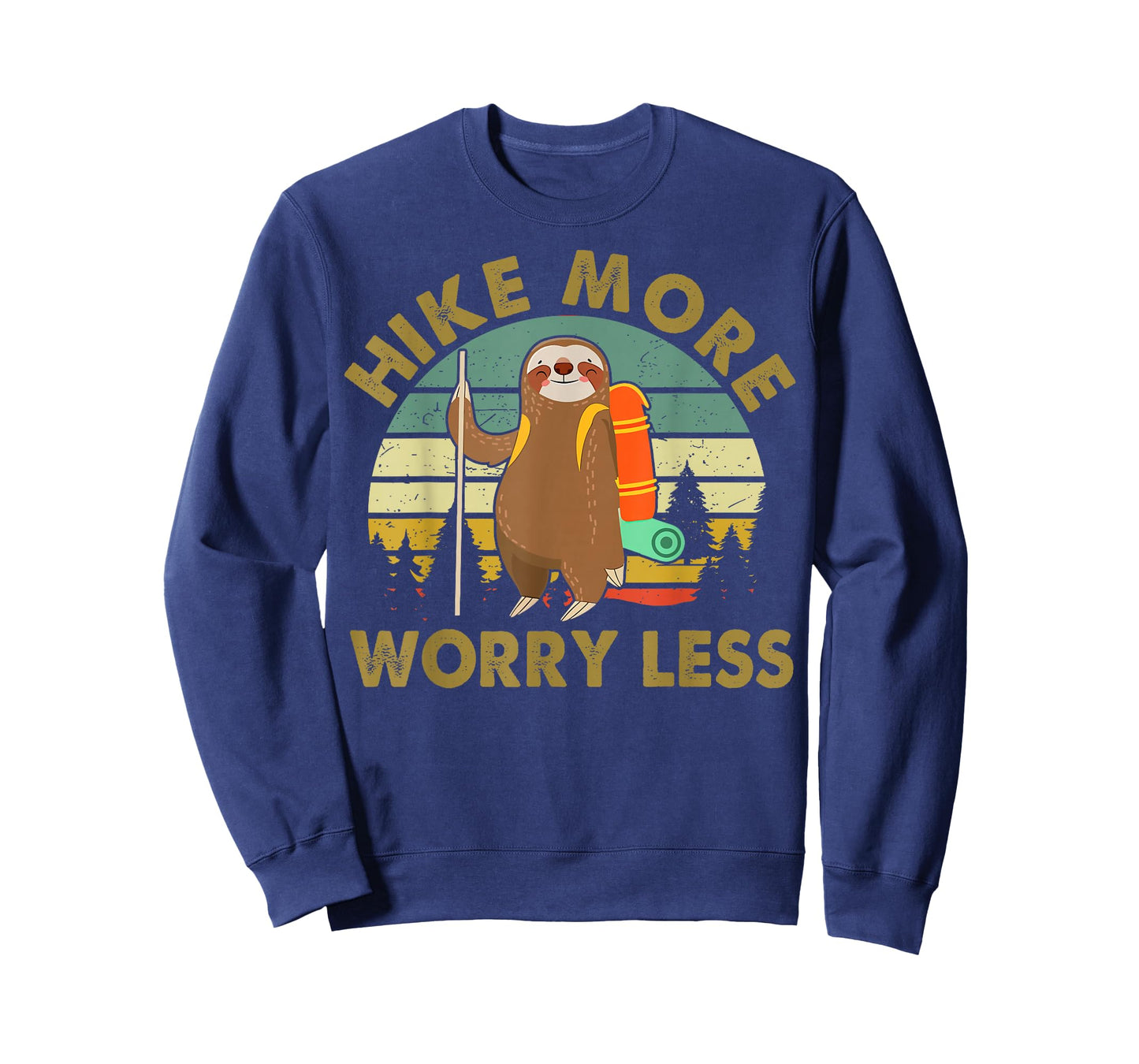 Funny Hike More Worry Less Men Women Sloth Hiking Gift Retro T-Shirt