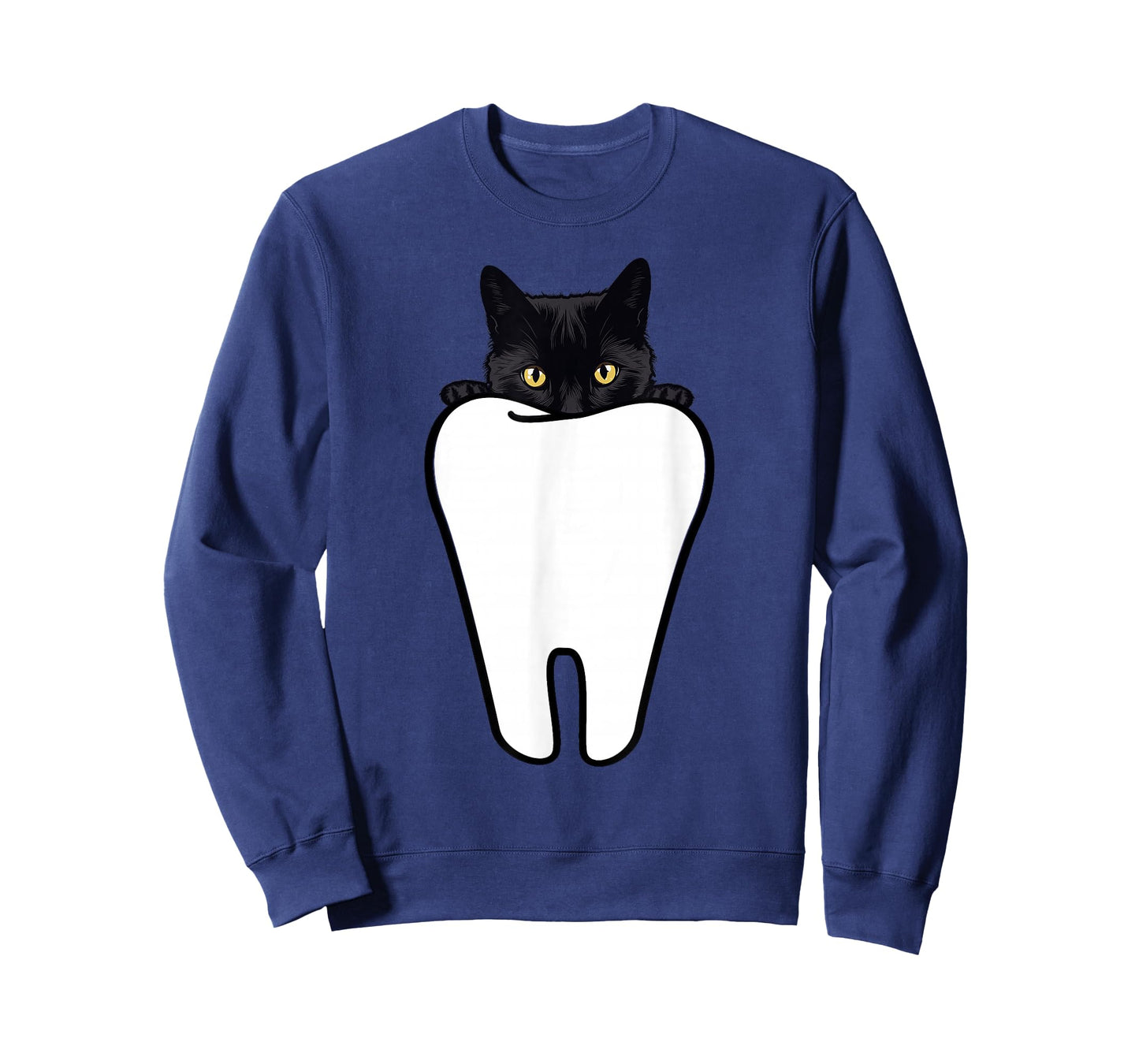 Peeking Black Cat Tooth Funny Dental Halloween Dentist Treat T-Shirt