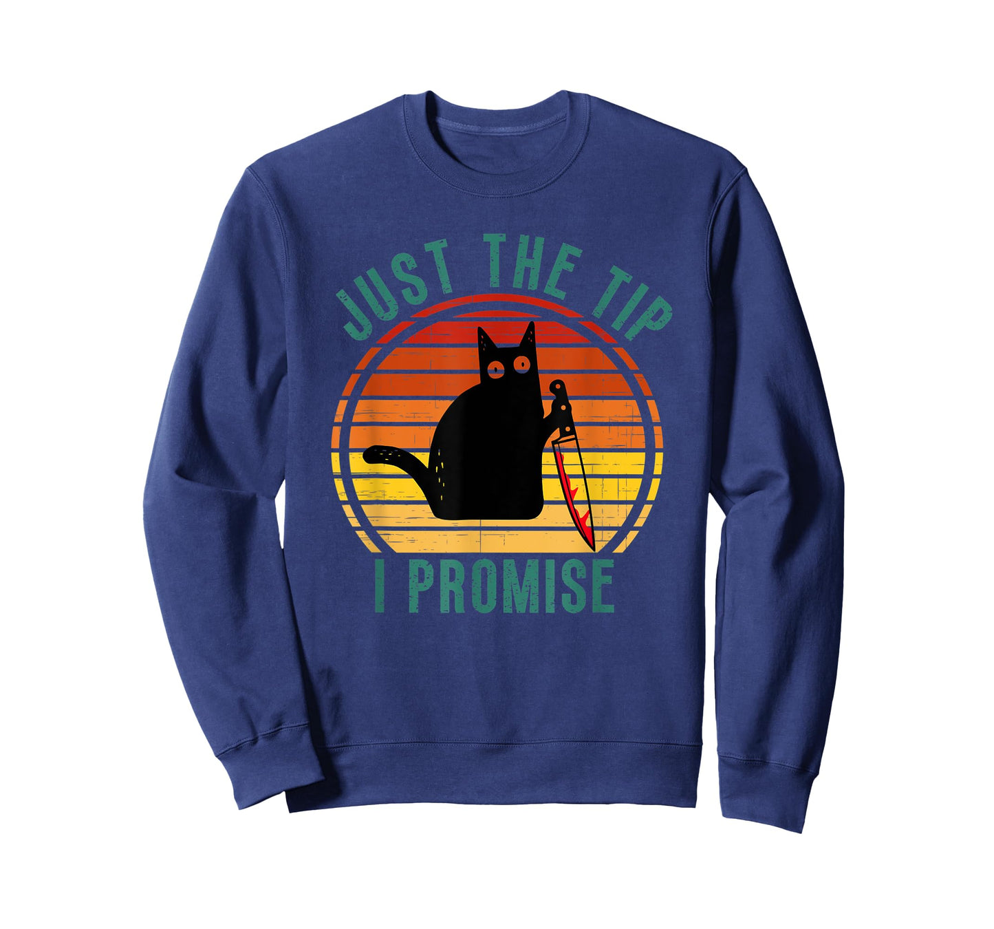 Halloween Creepy Cat Just The Tip I Promise Cat With Knife T-Shirt for Men Women