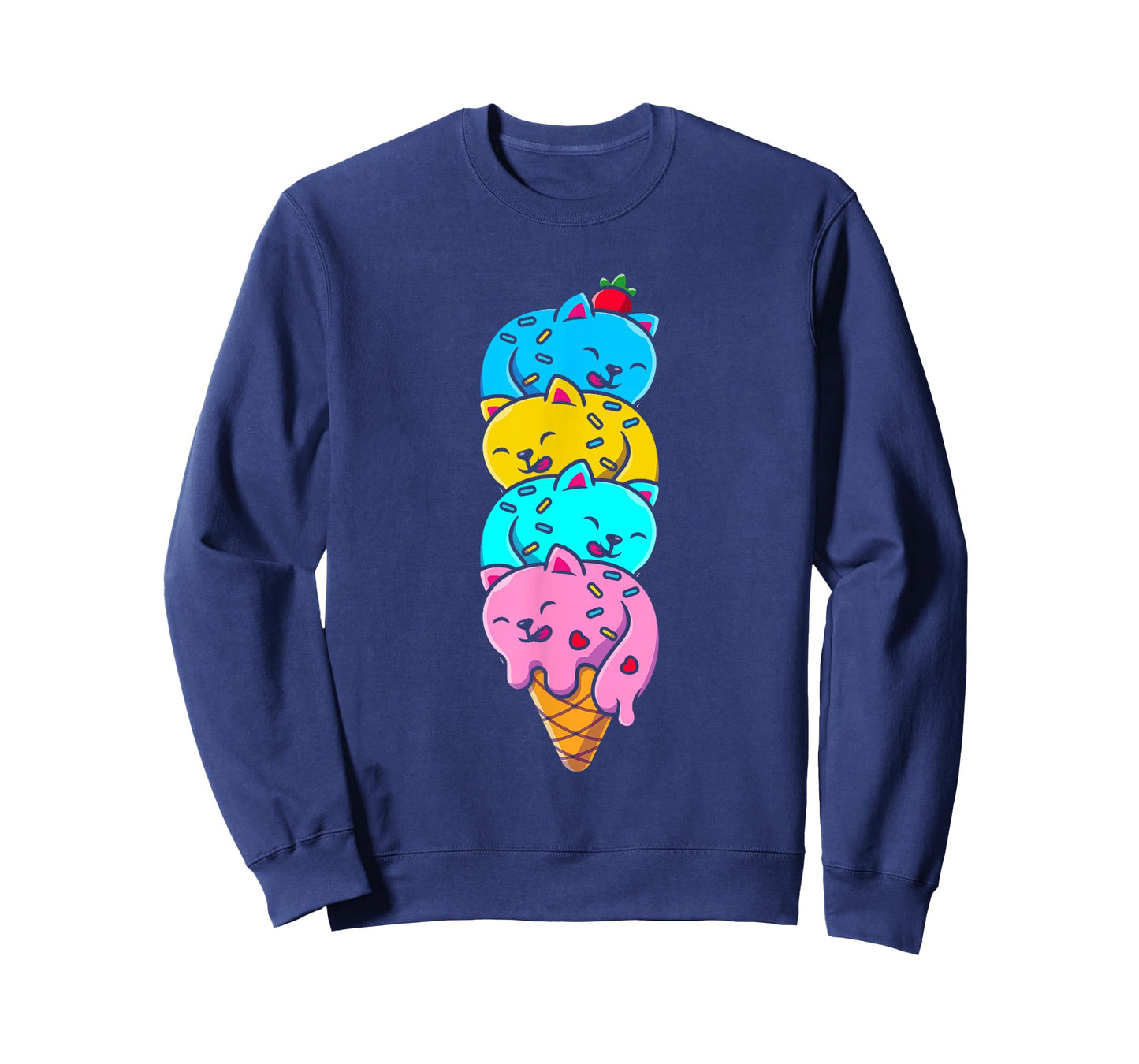 Cat Funny Cute Cat Ice Cream Woman Cute Men Kids T-Shirt