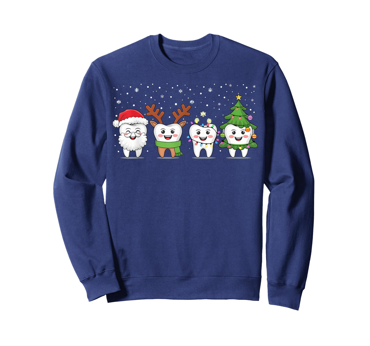 Cute Christmas Dental Tooth Characters Fun Holiday Dentist T-Shirt