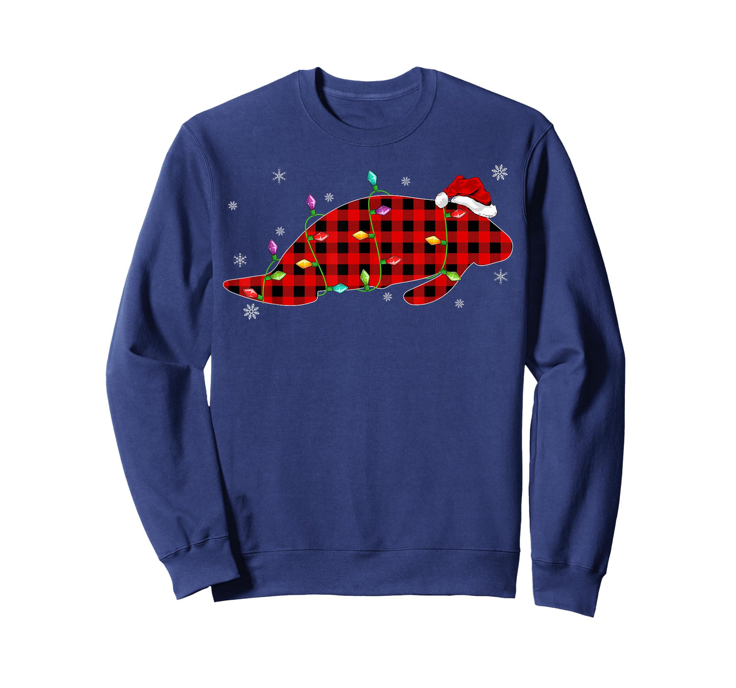 Funny Buffalo Plaid Family Matching Manatee Christmas Pajama T-Shirt