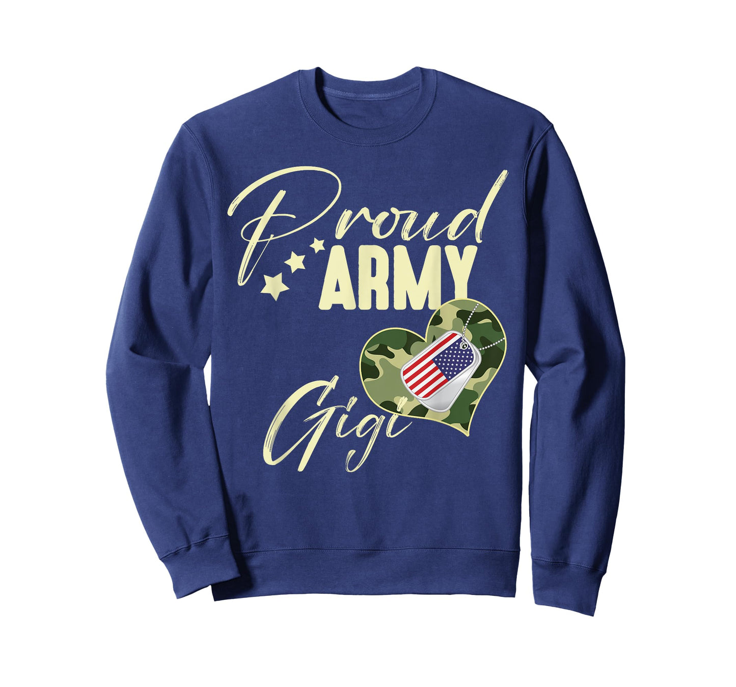 Proud Army GIGI Camouflage Dog Tag USA American Flag Women Men T-Shirt