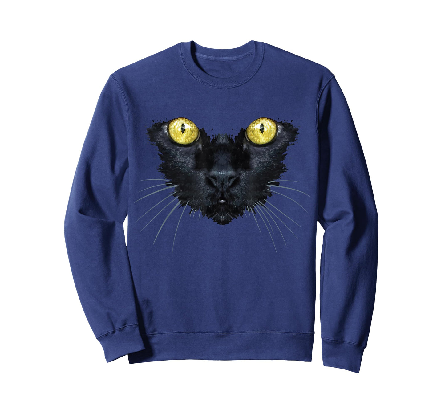 Black Cat Shirt Halloween Spooky Yellow Eyes Cat T-Shirt for Men Women Kids