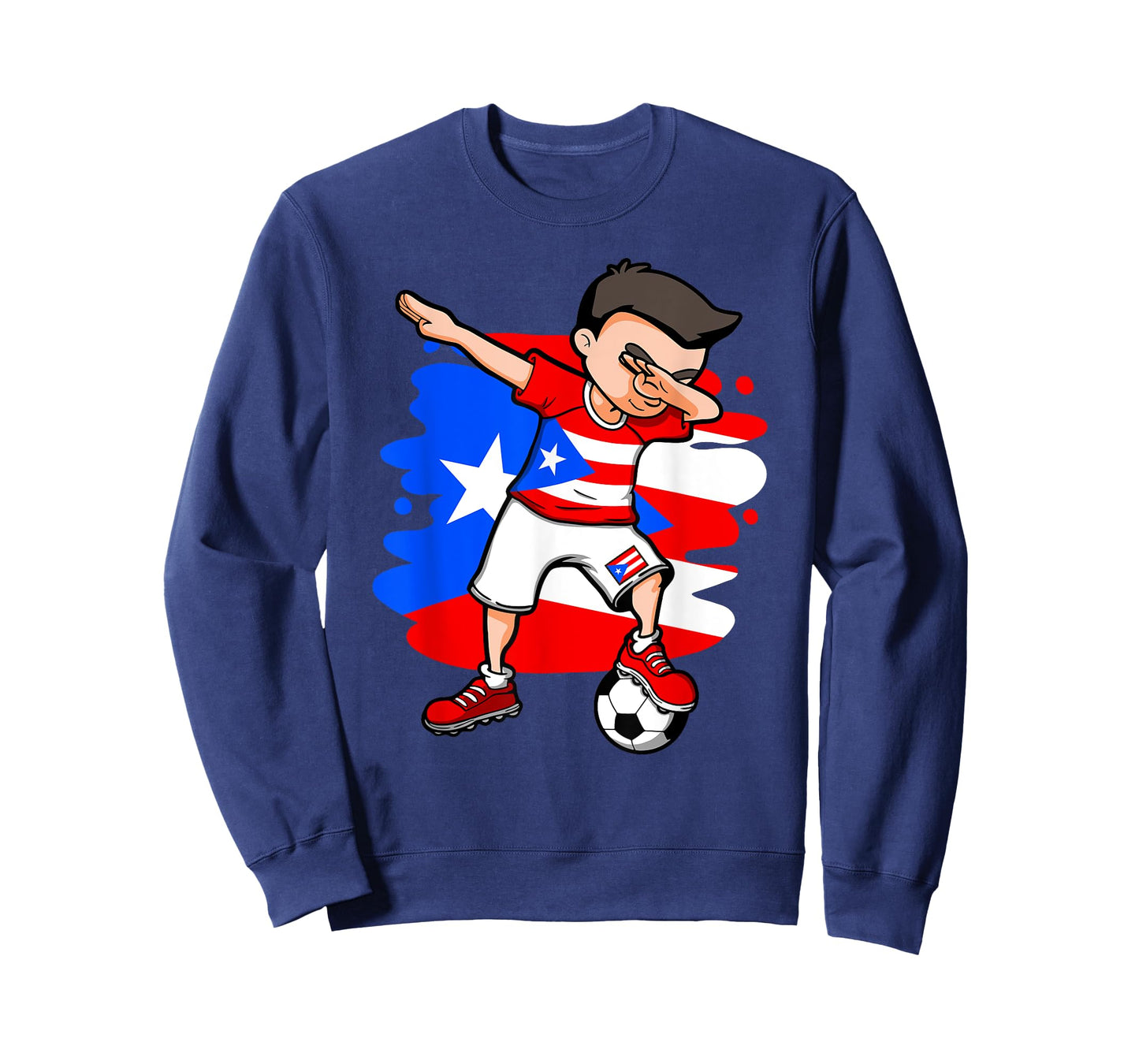 Dabbing Soccer Boy Puerto Rico Fans Jersey Puerto Rican Flag T-Shirt