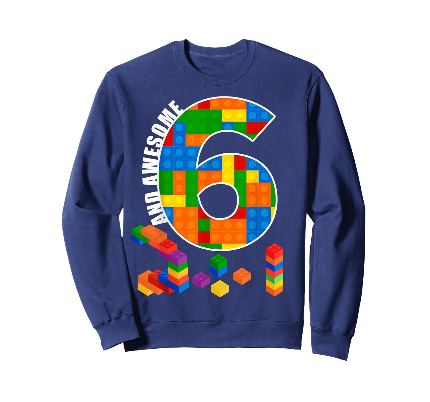Building Blocks Bricks 6 Years Old Awesome Birthday Boy T-Shirt