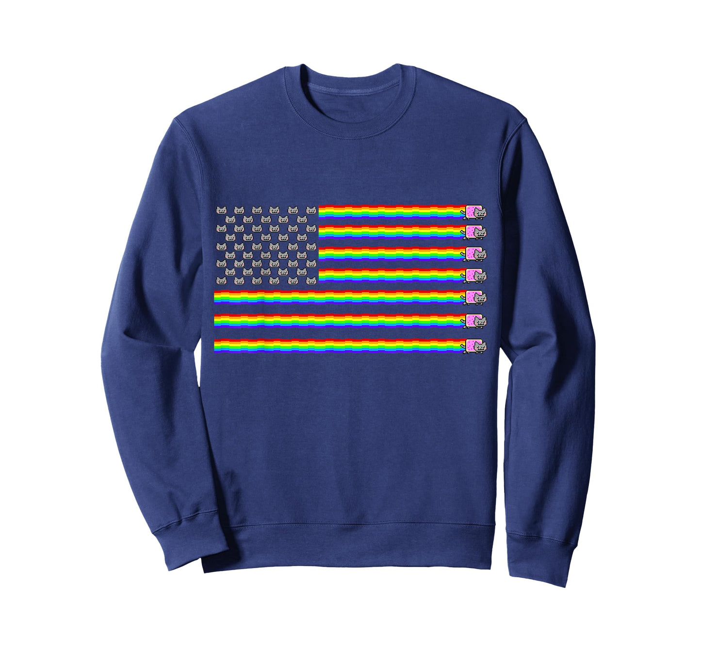 Rainbow Poptart Cat American Flag Shirt T-Shirt