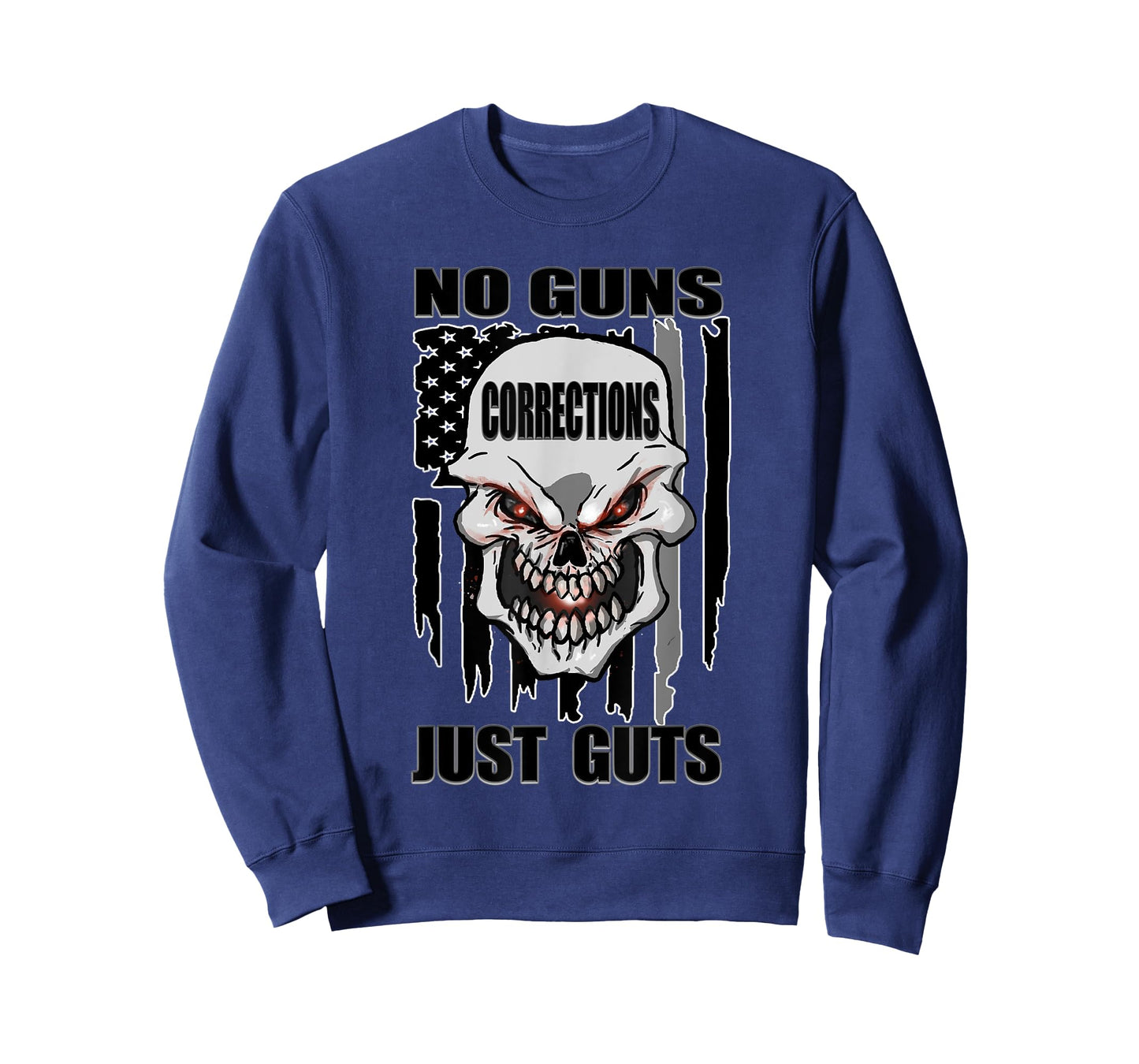 Corrections Officer No Guns Just Guts US Flag Silver Line T-Shirt