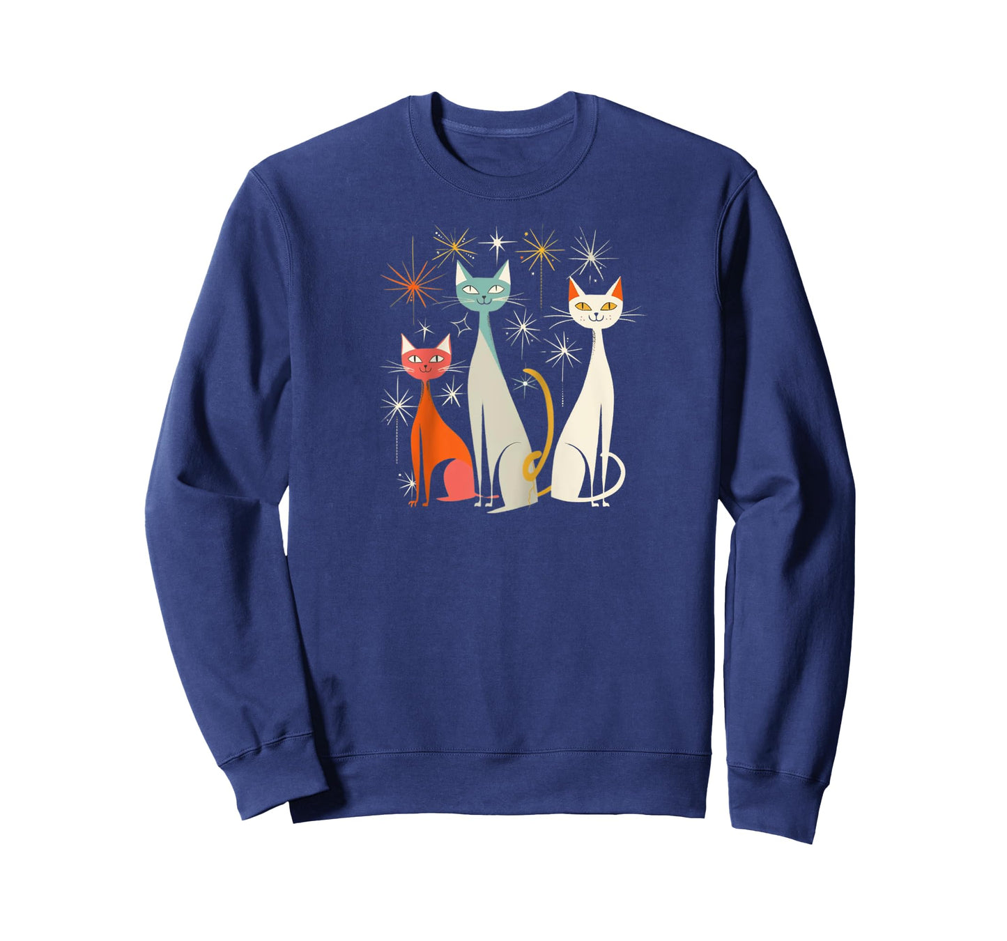 Vintage Retro Mid-Century Modern Look Cats 50s 60s Style Raglan Baseball Tee