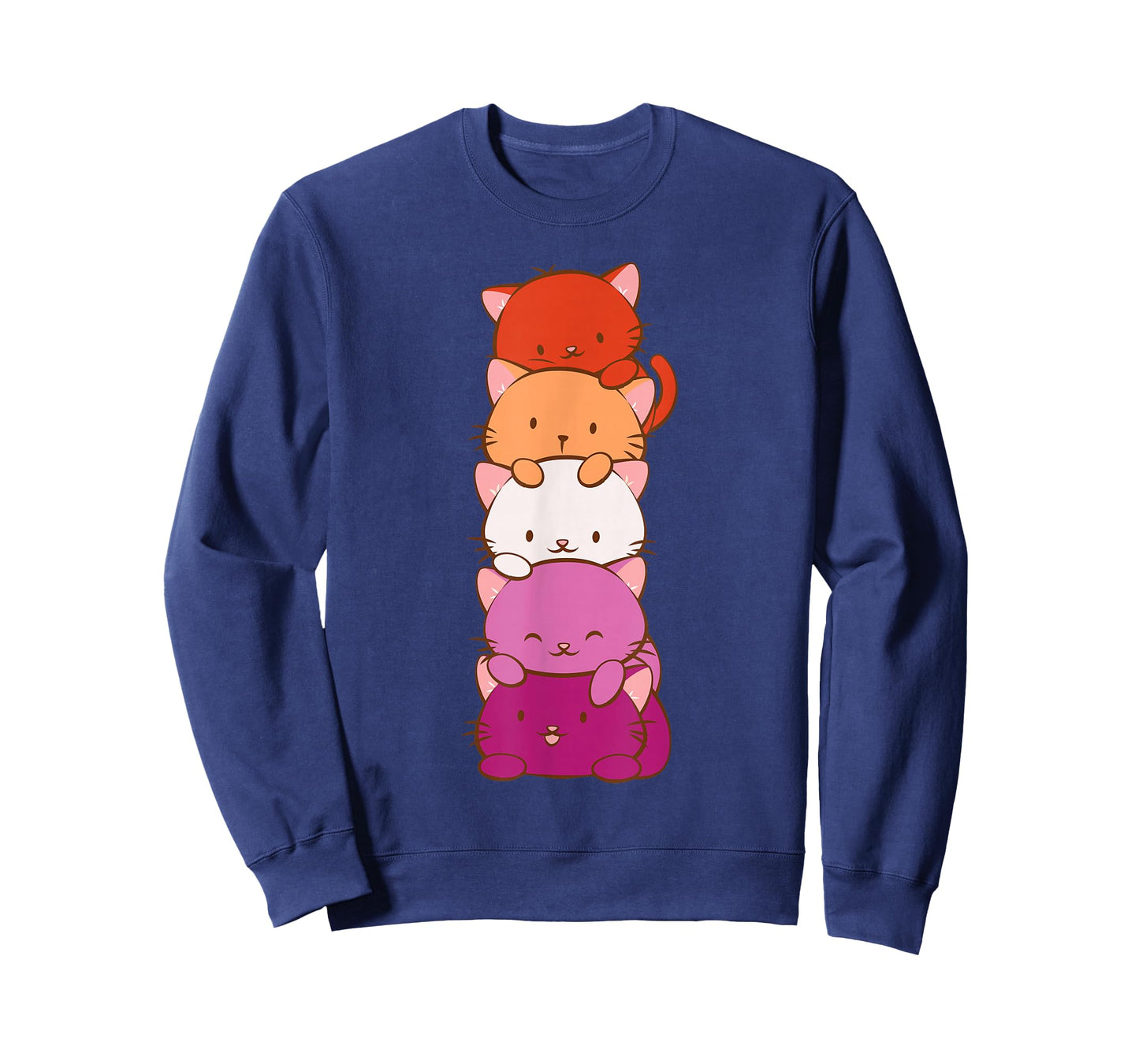 Orange Pink Lesbian Pride Flag Cute Kawaii Cat T-Shirt