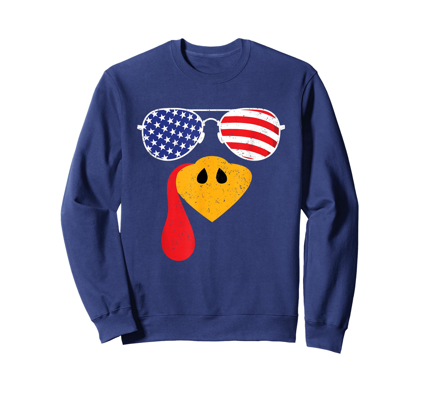 Turkey Face Flag Sunglasses Thanksgiving Family Outfits T-Shirt