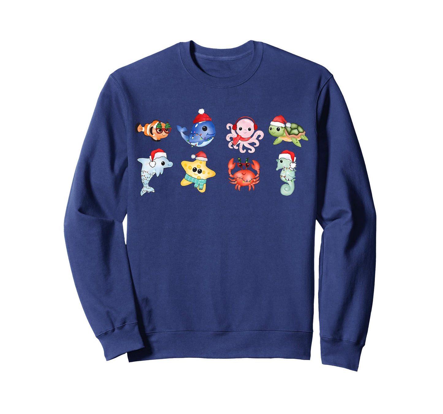 Cute Sea Animal Christmas Santa Hat Sea Turtle Ocean Animal T-Shirt
