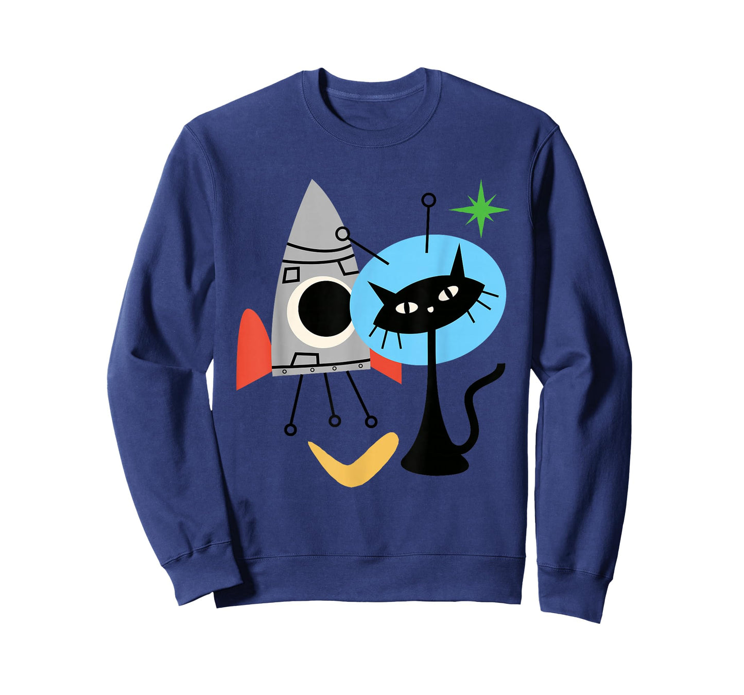 Cat Astronaut Space Retro Atomic Age Mid-Century Modern T-Shirt