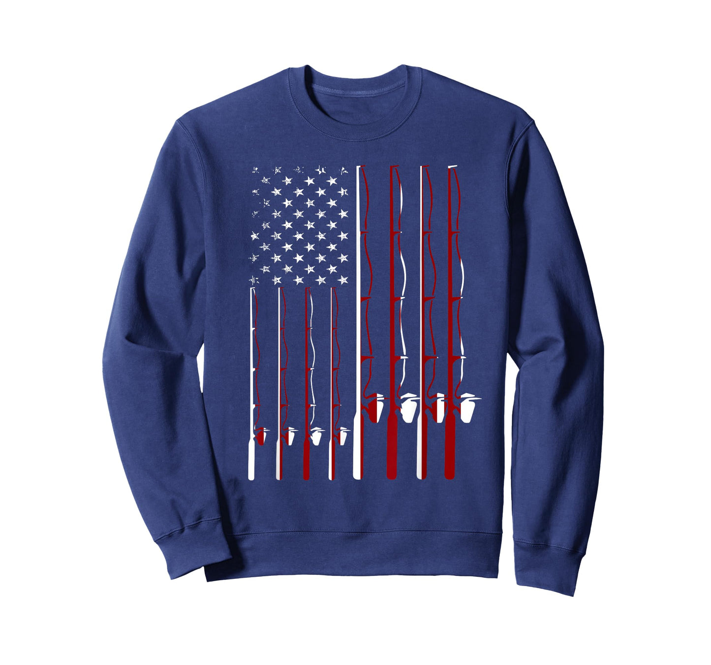 Fishing Pole American Flag 4th Of July Patriotic Men Women T-Shirt