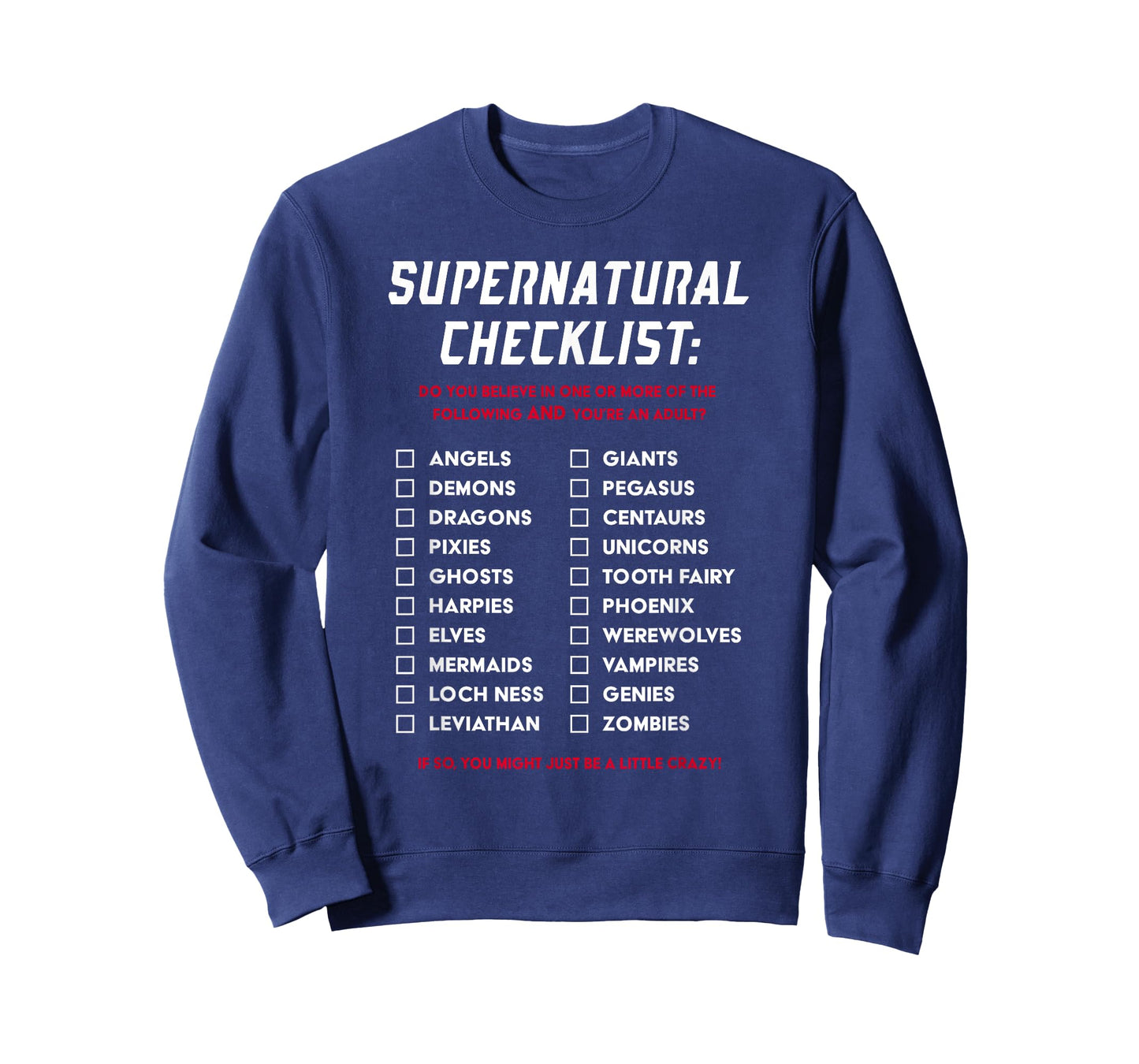 Supernatural Funny Gifts Black Supernatural Checklist T-Shirt Gift T-Shirt