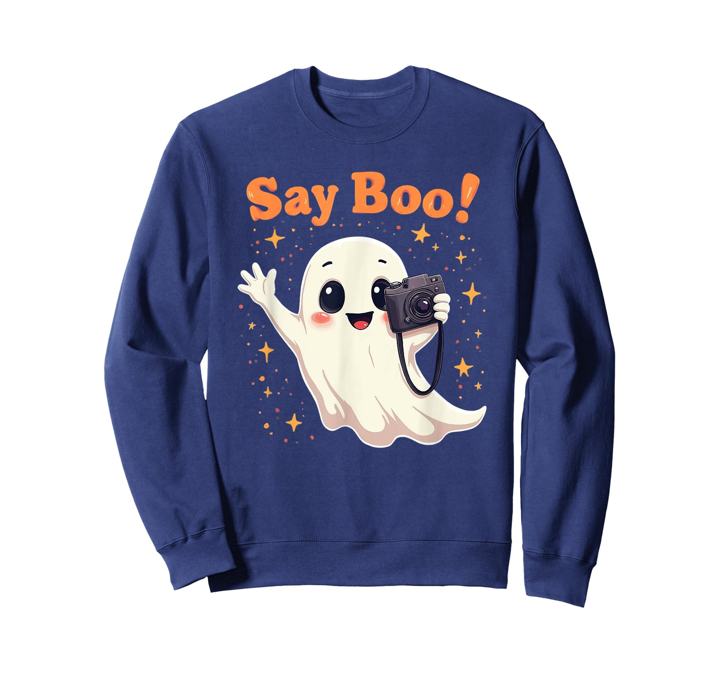 Funny Photographer Ghost Camera Pun Say Boo Retro Halloween T-Shirt