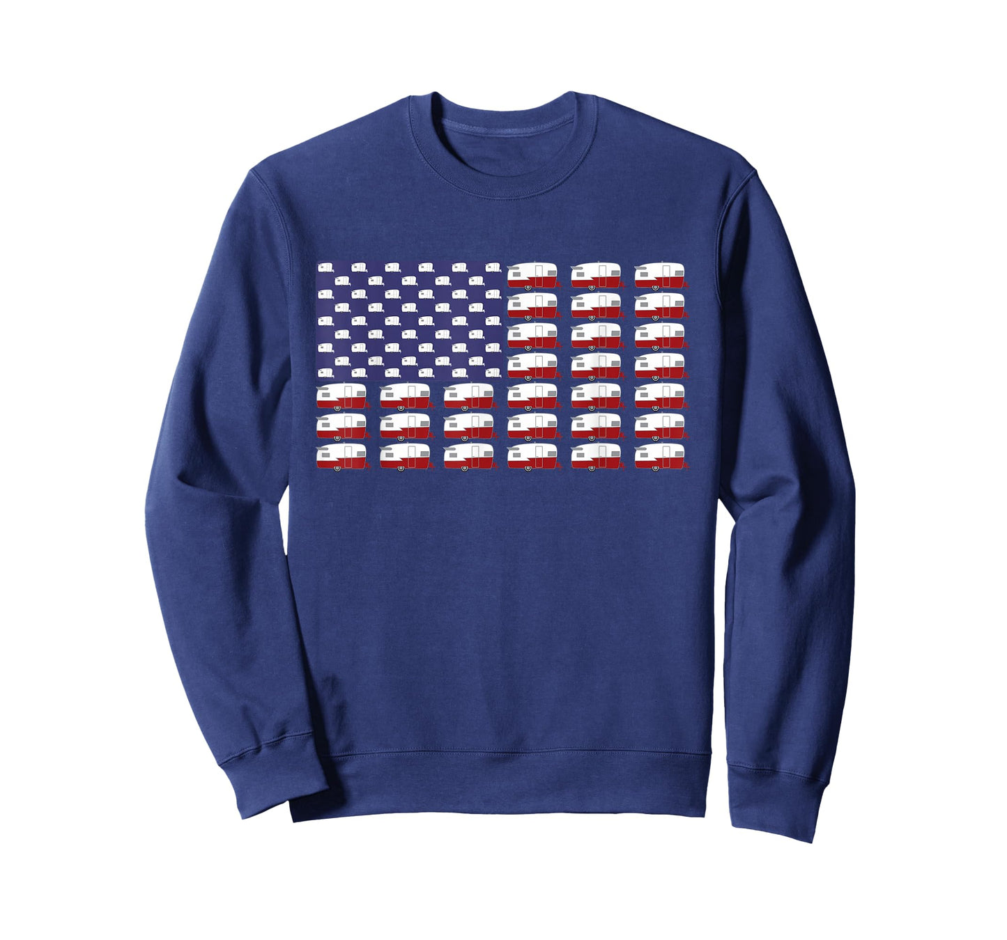 Vintage RV Camper Trailer American Flag T-Shirt
