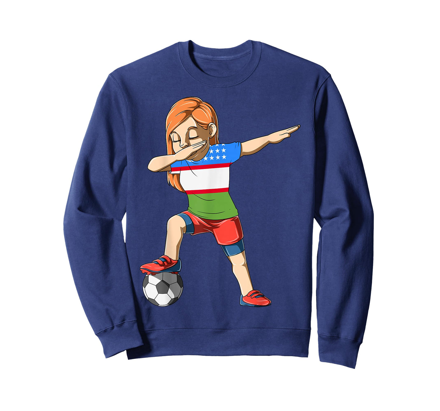 Dabbing Soccer Girl Uzbekistan Jersey Uzbek T-Shirt