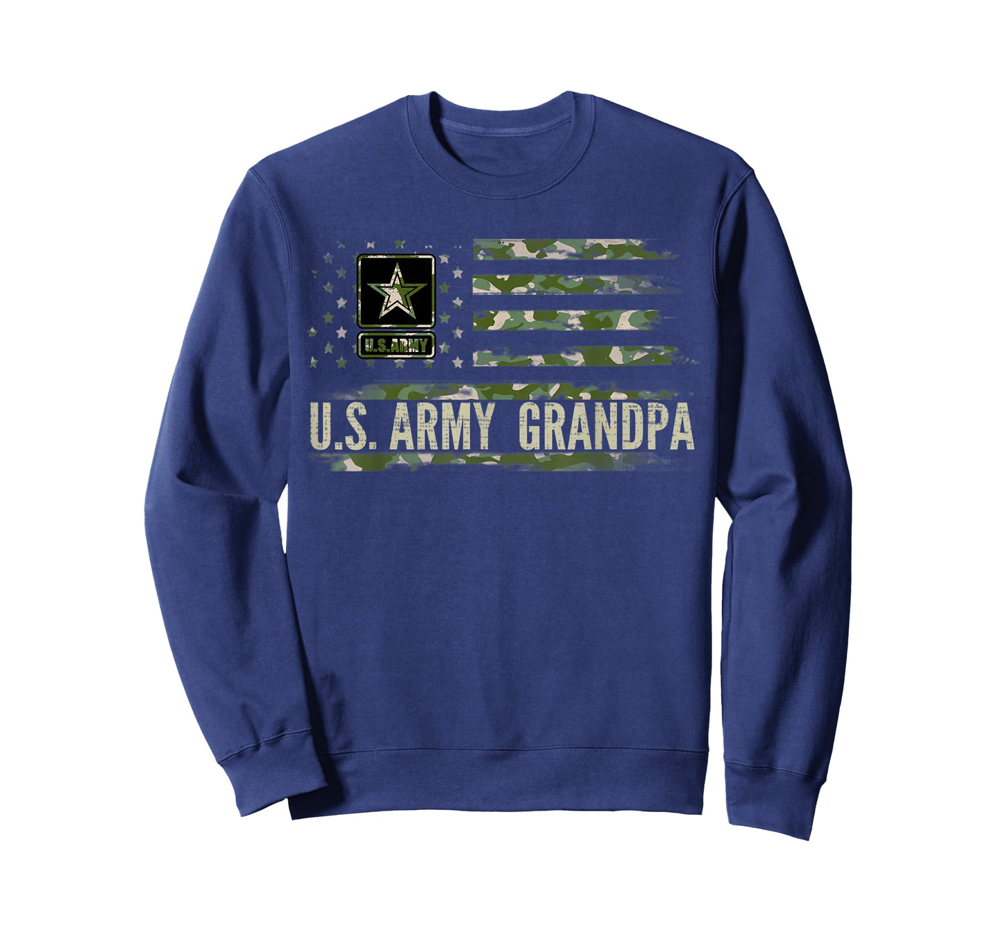 Vintage U.S Army Grandpa With Camo American Flag Veteran T-Shirt