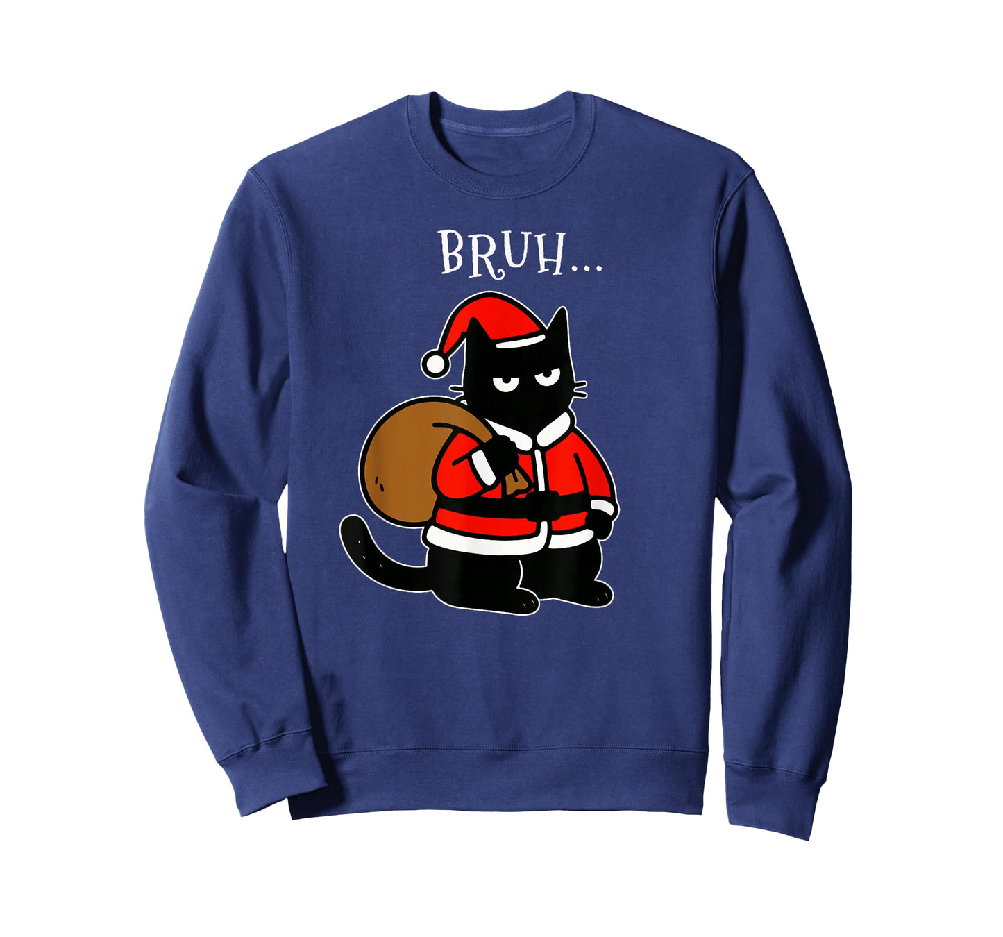 Funny Black Cat Santa Bruh Christmas Kitty Xmas Cat Lovers T-Shirt