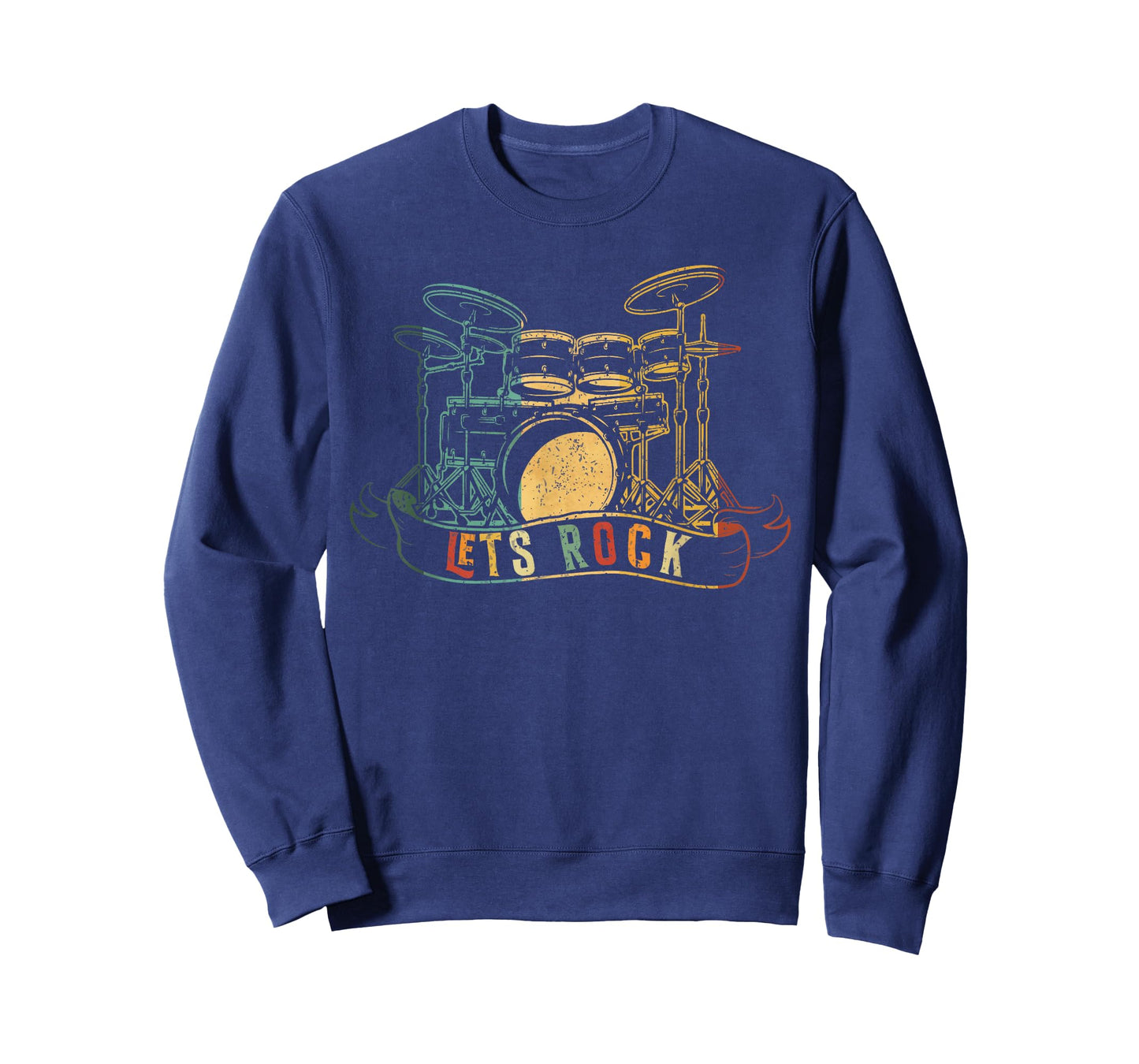 Lets Rock Rock n Roll Drummer Drum Retro lovers T-Shirt