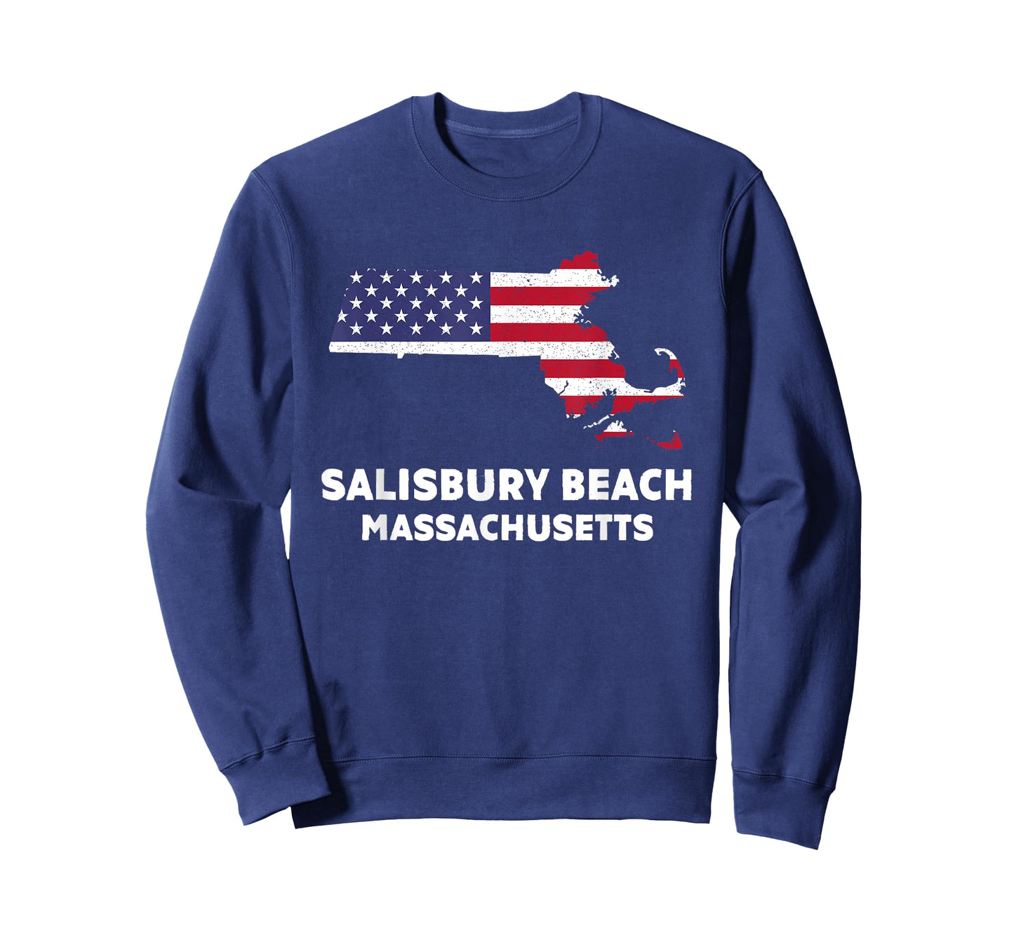 Distressed Patriotic USA Flag Salisbury Beach, MA Women Men T-Shirt