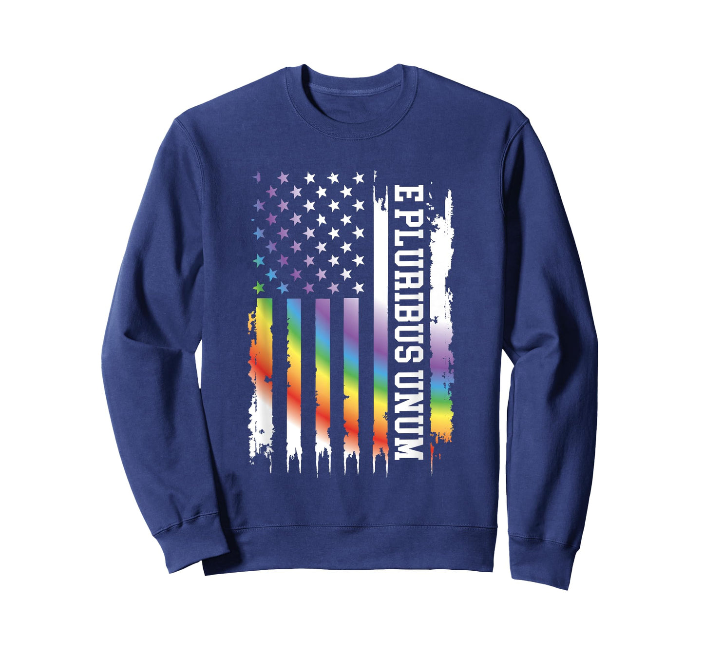E Pluribus Unum United States Distressed Rainbow w US Flag T-Shirt