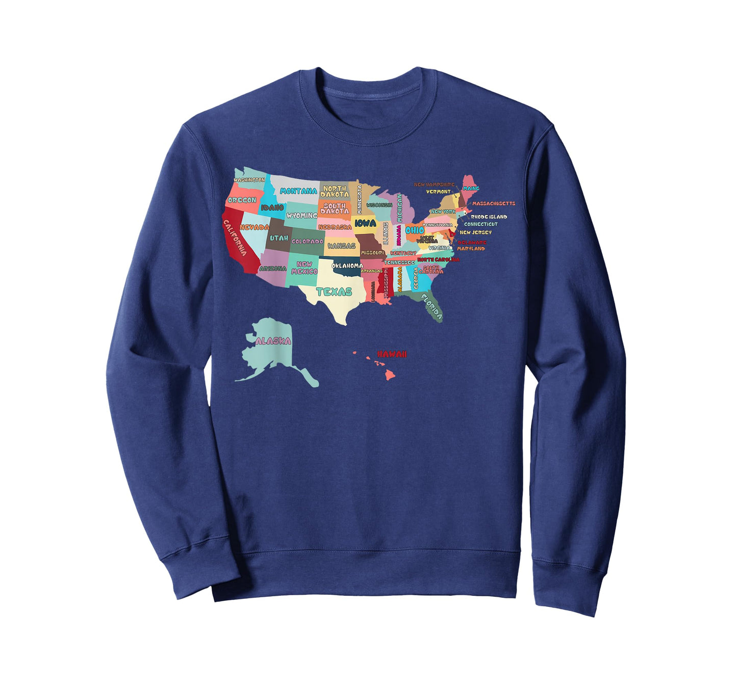 USA Map T-Shirt with States Names, United States US Tee T-Shirt
