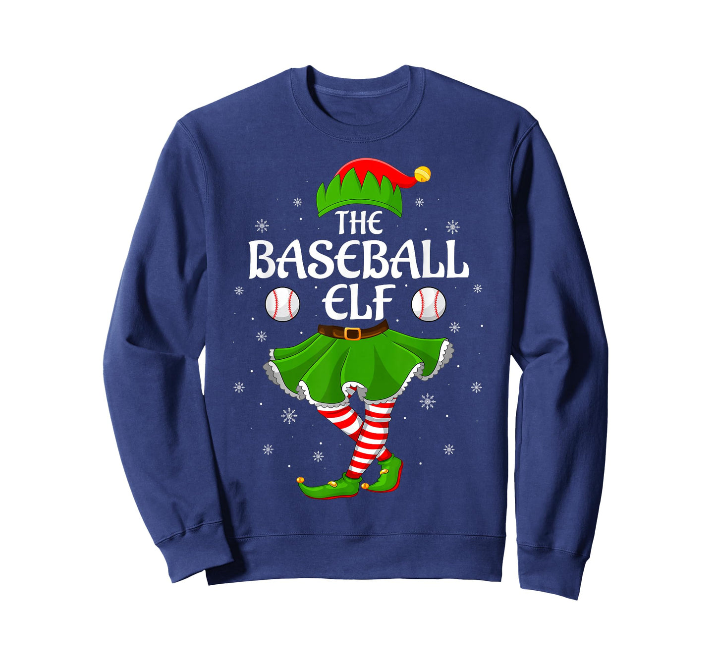 Baseball Elf Christmas Family Girls Women Elf Squad Xmas T-Shirt