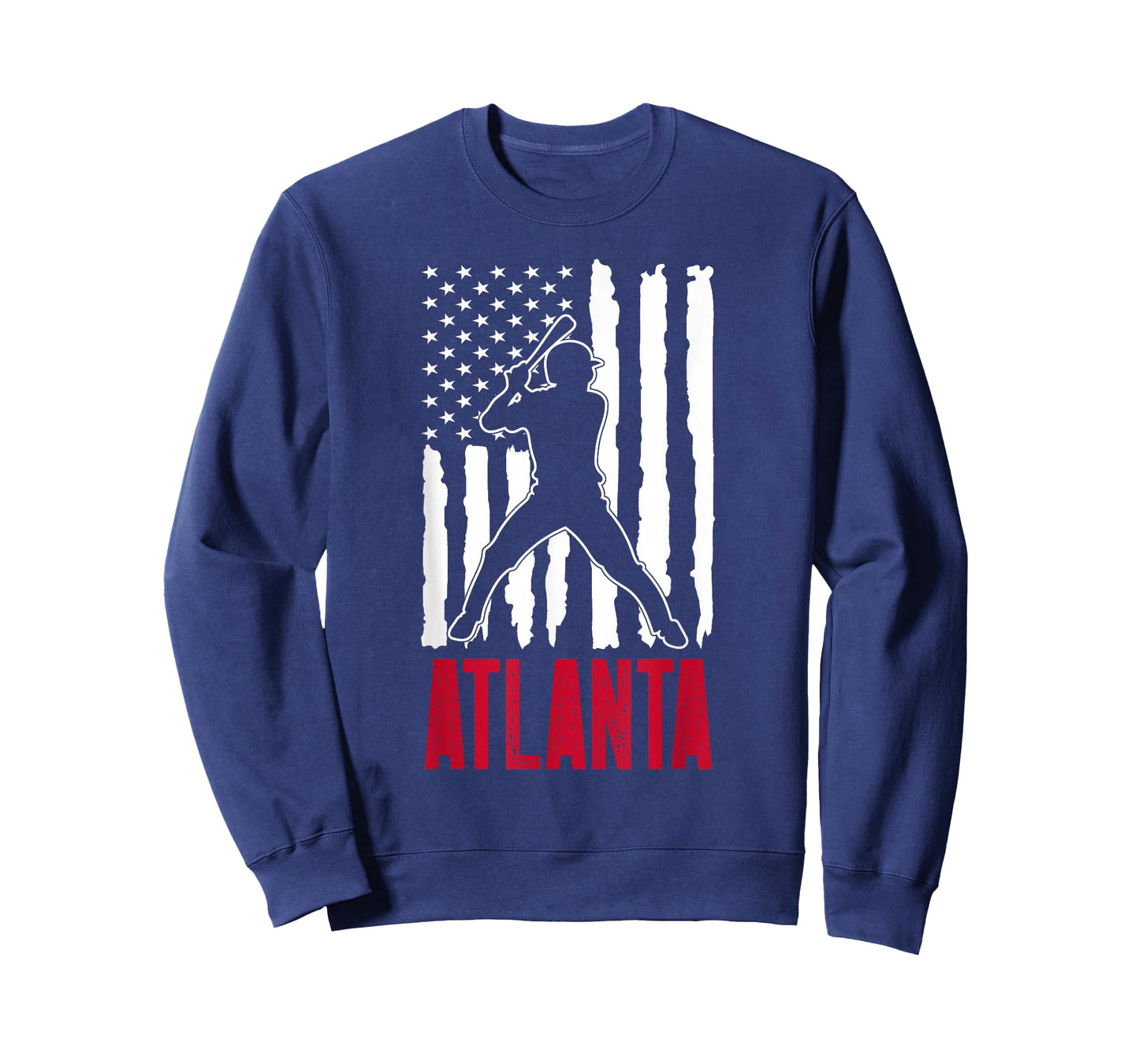 Vintage Atlanta American Flag Distressed Baseball T-Shirt