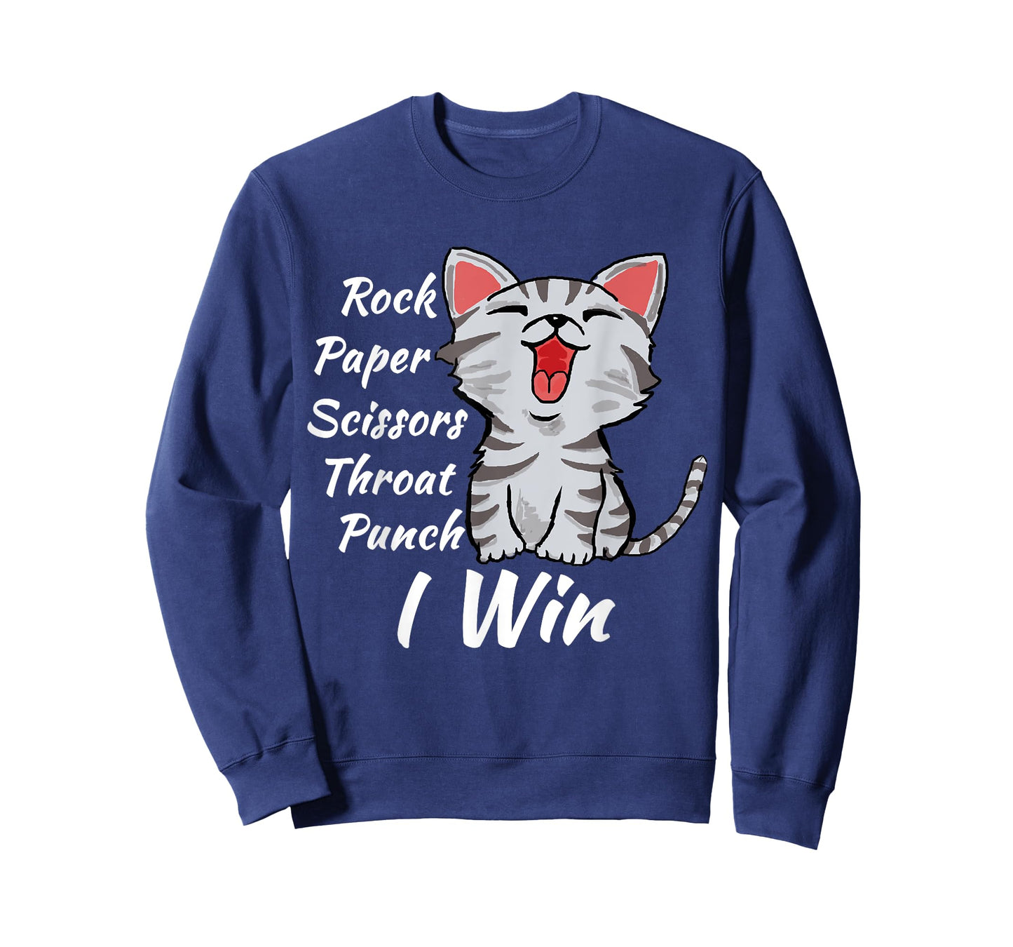 Rock Paper Scissors Throat Punch I Win Cat Funny Men Women T-Shirt