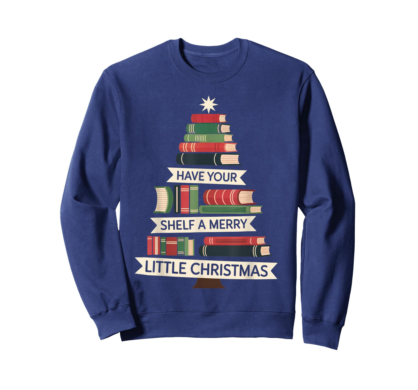Funny Book Merry Little Christmas Tree Holiday Design T-Shirt