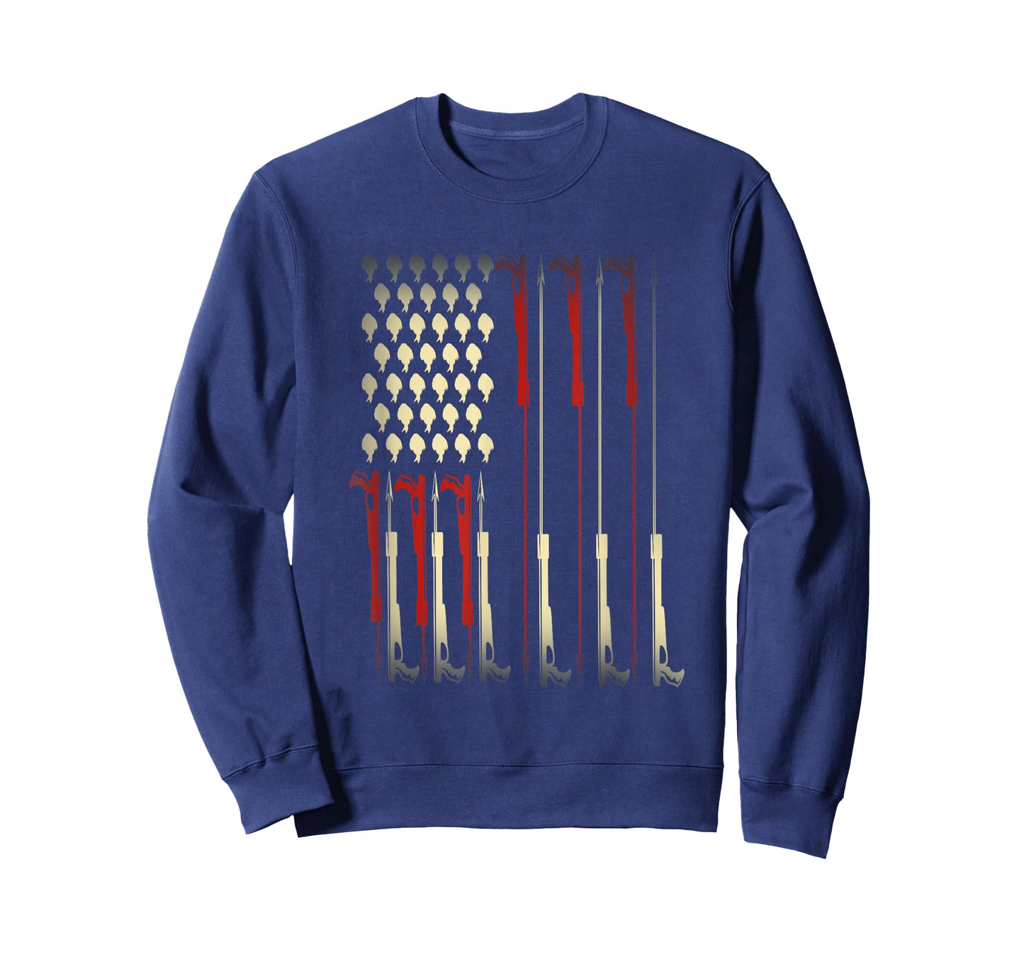 Patriotic Fishermen Gift USA Flag Water Diving Spearfishing T-Shirt